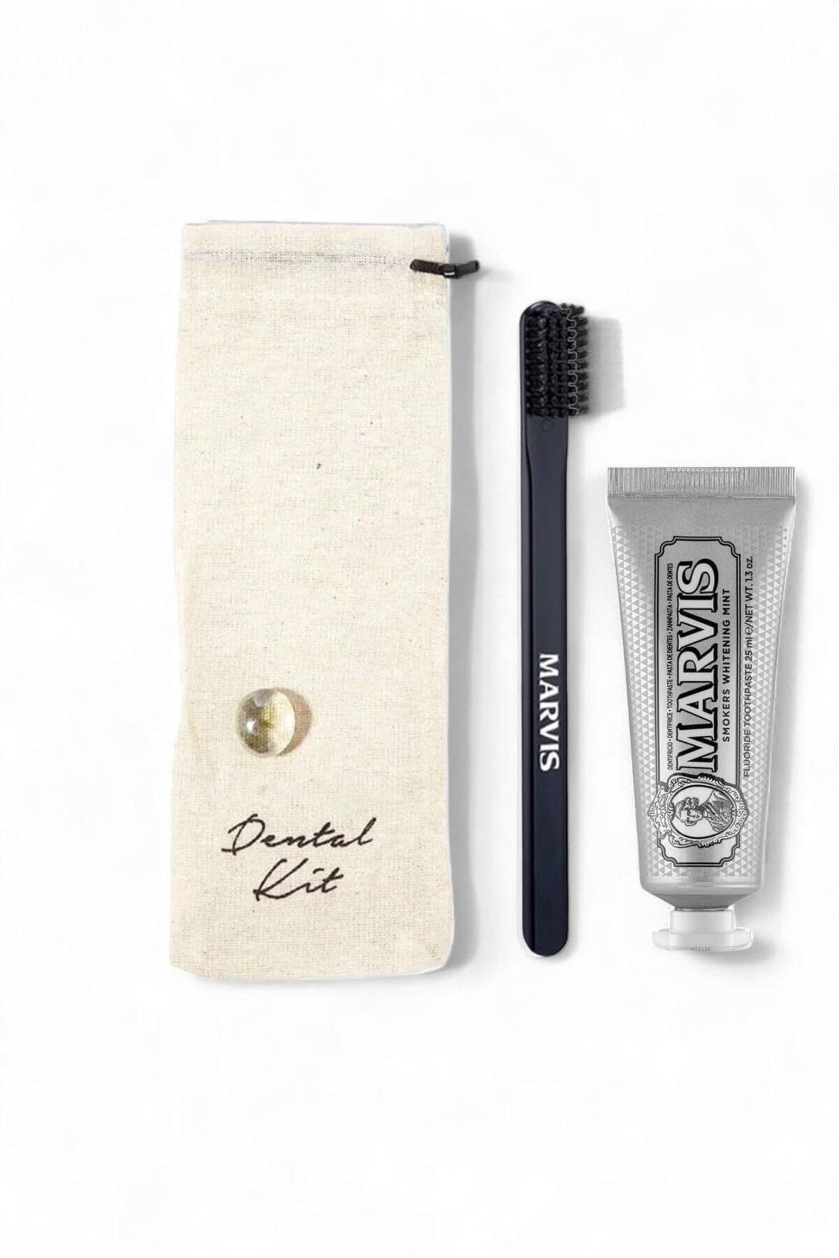 Marvis Smokers Whitening Mint 25 ml + Orta Sert Siyah Diş Fırçalı Dental Kit