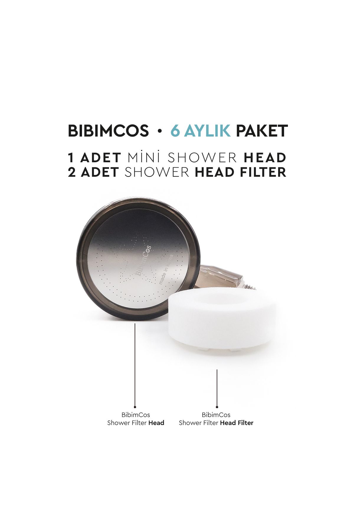 Bibimcos Mini Shower Head + 2 Adet Yedek Filtre (6 Aylık Set)