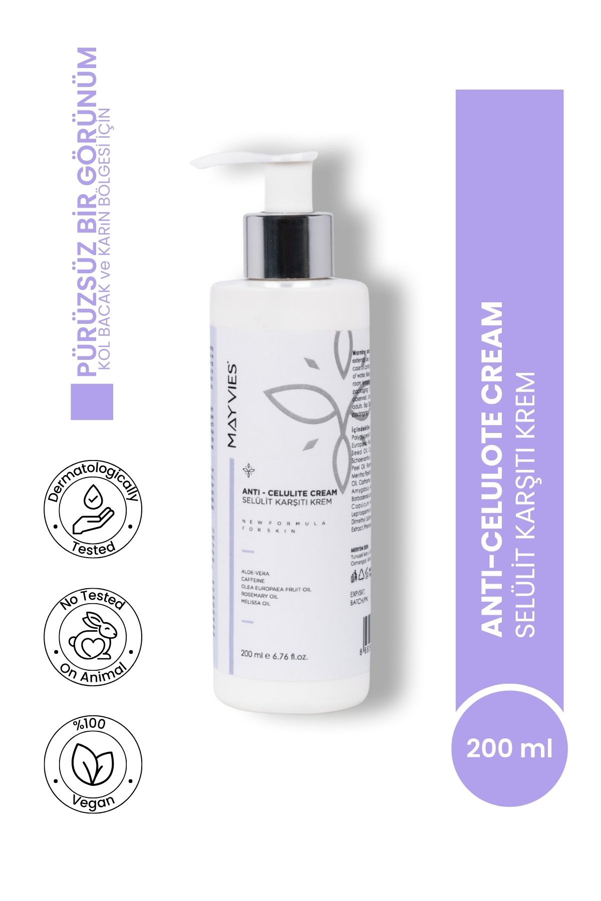 MAYVIES Anti Selülit Jel 150ml | Sıkılaştırıcı & Pürüzsüzleştirici | Kafein & Bitkisel Yağ İçerikli