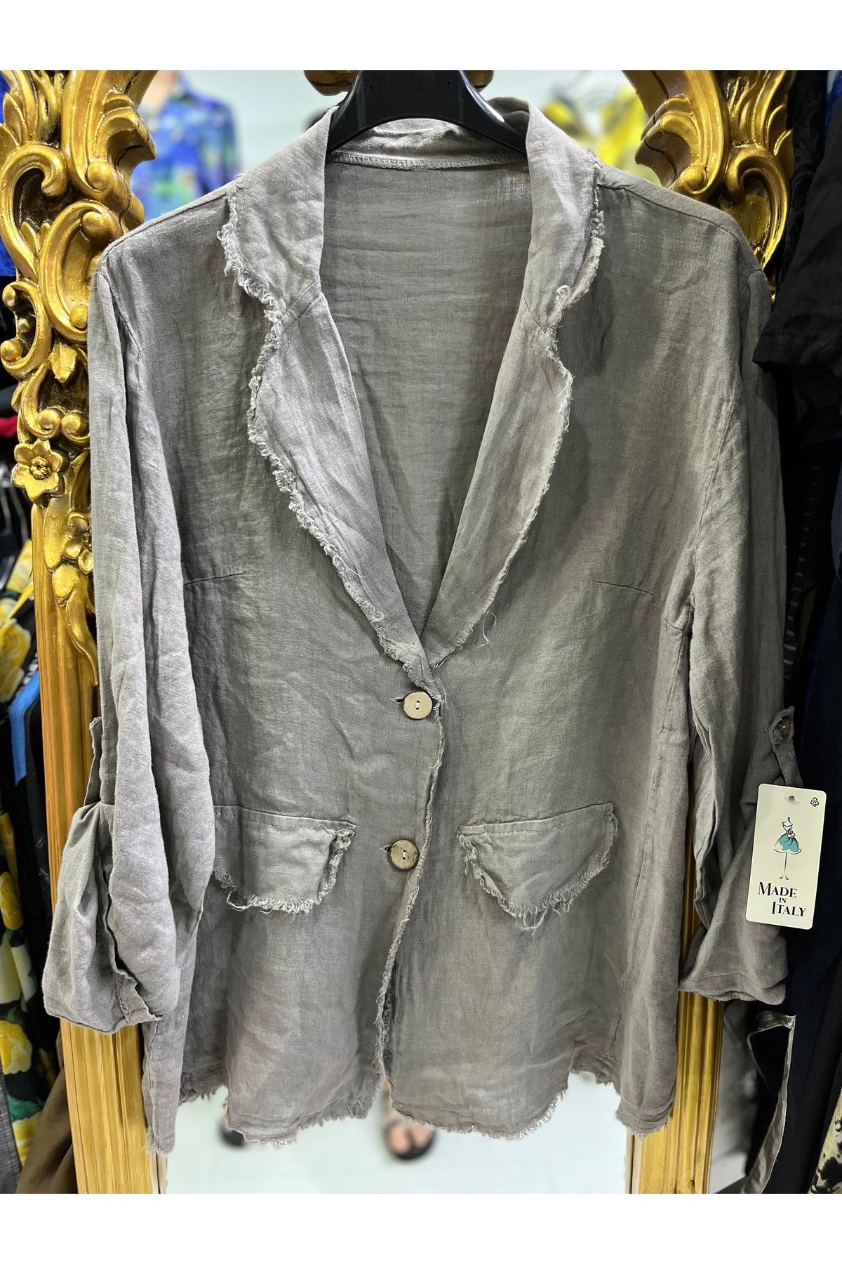 Butik Ayseba Park Moda Püsküllü İtalyan Keten Ceket