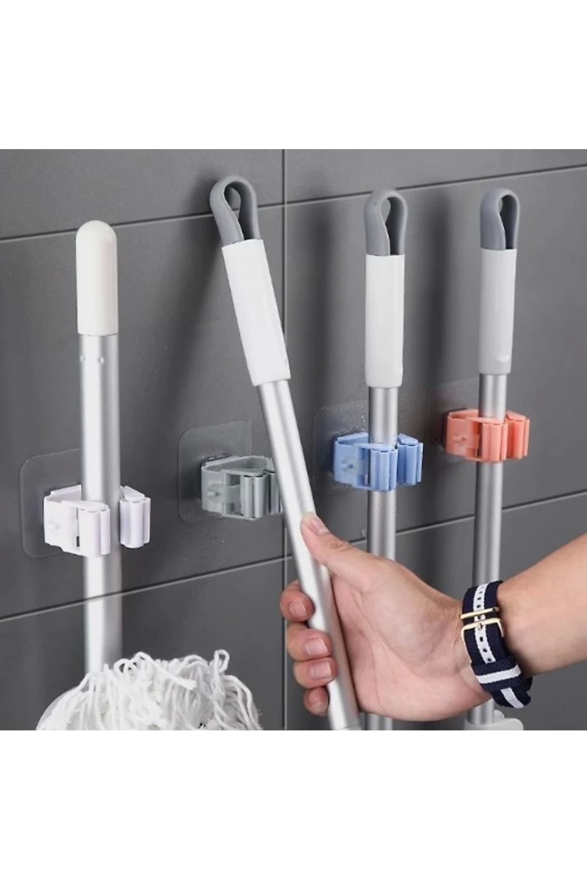 Generic Yapışkanlı Mop Tutucu Seti 4 Adet