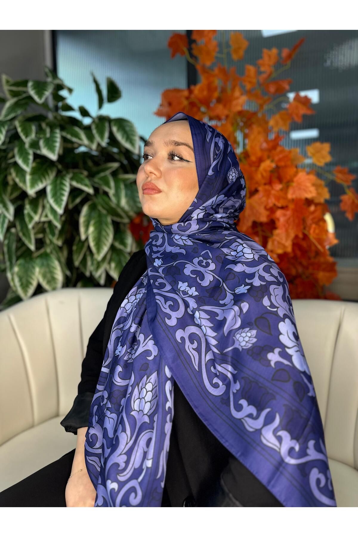 Oxygen Scarfs Lilyum Desen Pamuk İpek Şal-10008