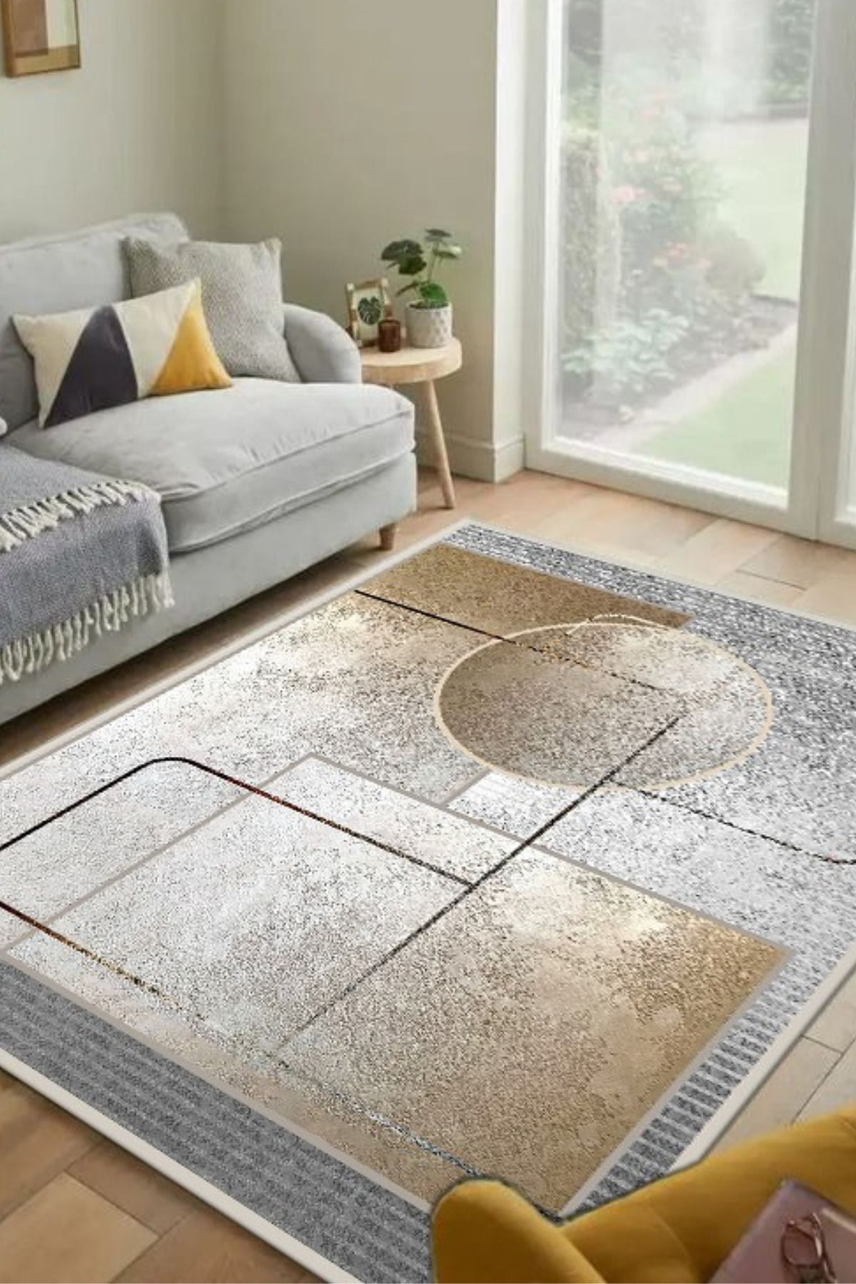 DERAS HOME Dijital Baskı Yıkanabilir Kaymaz Taban Salon Halısı Yolluk