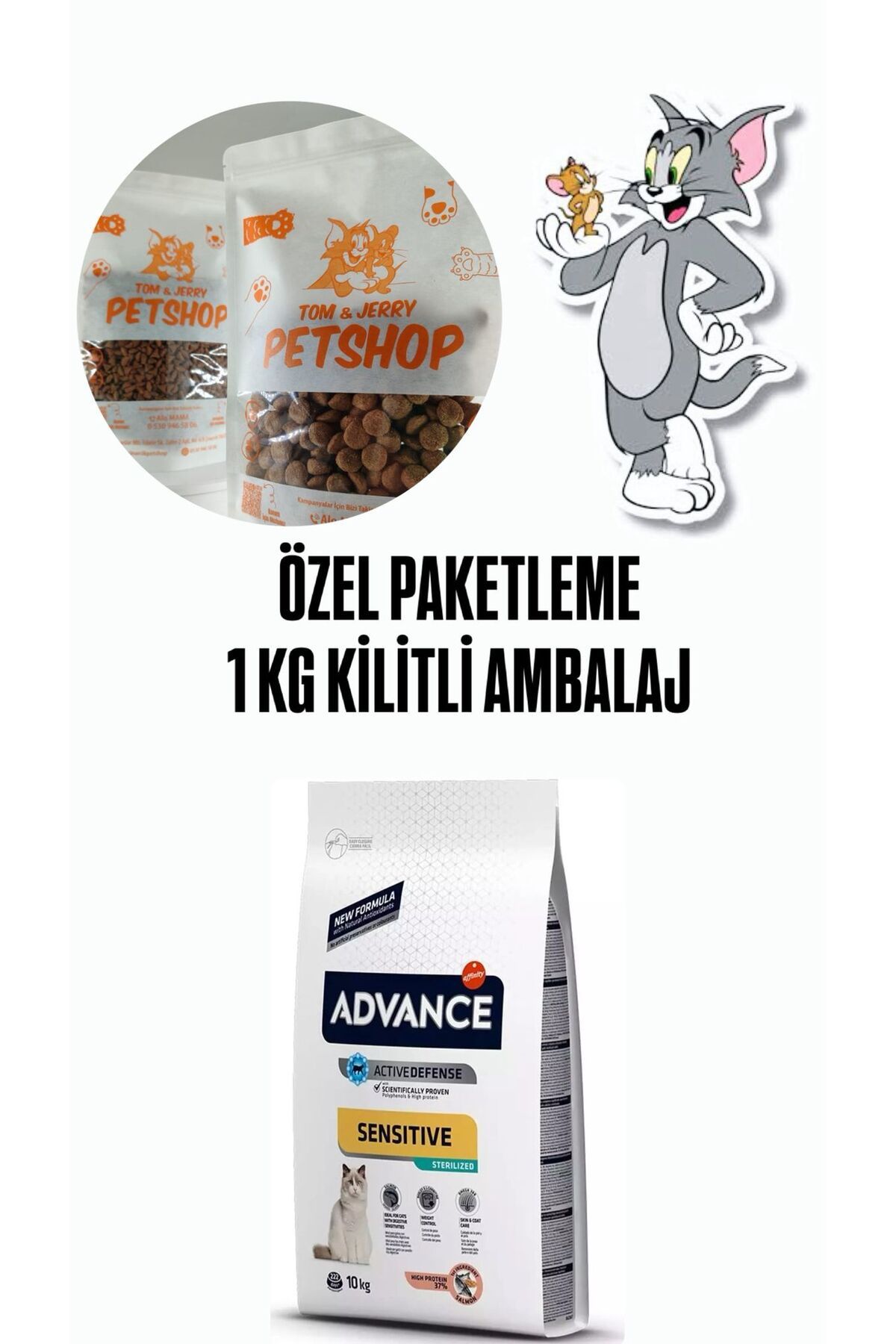 Advance TOM&JERRYPETSHOP - Sensitive Somonlu Kısırlaştırılmış Kedi Maması 1 Kg