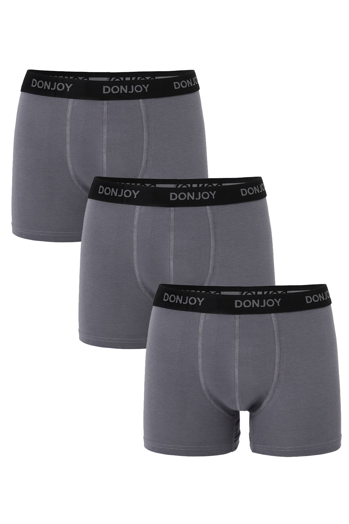 don joy Erkek 3'lü Bambu Beli Lastikli Füme Boxer