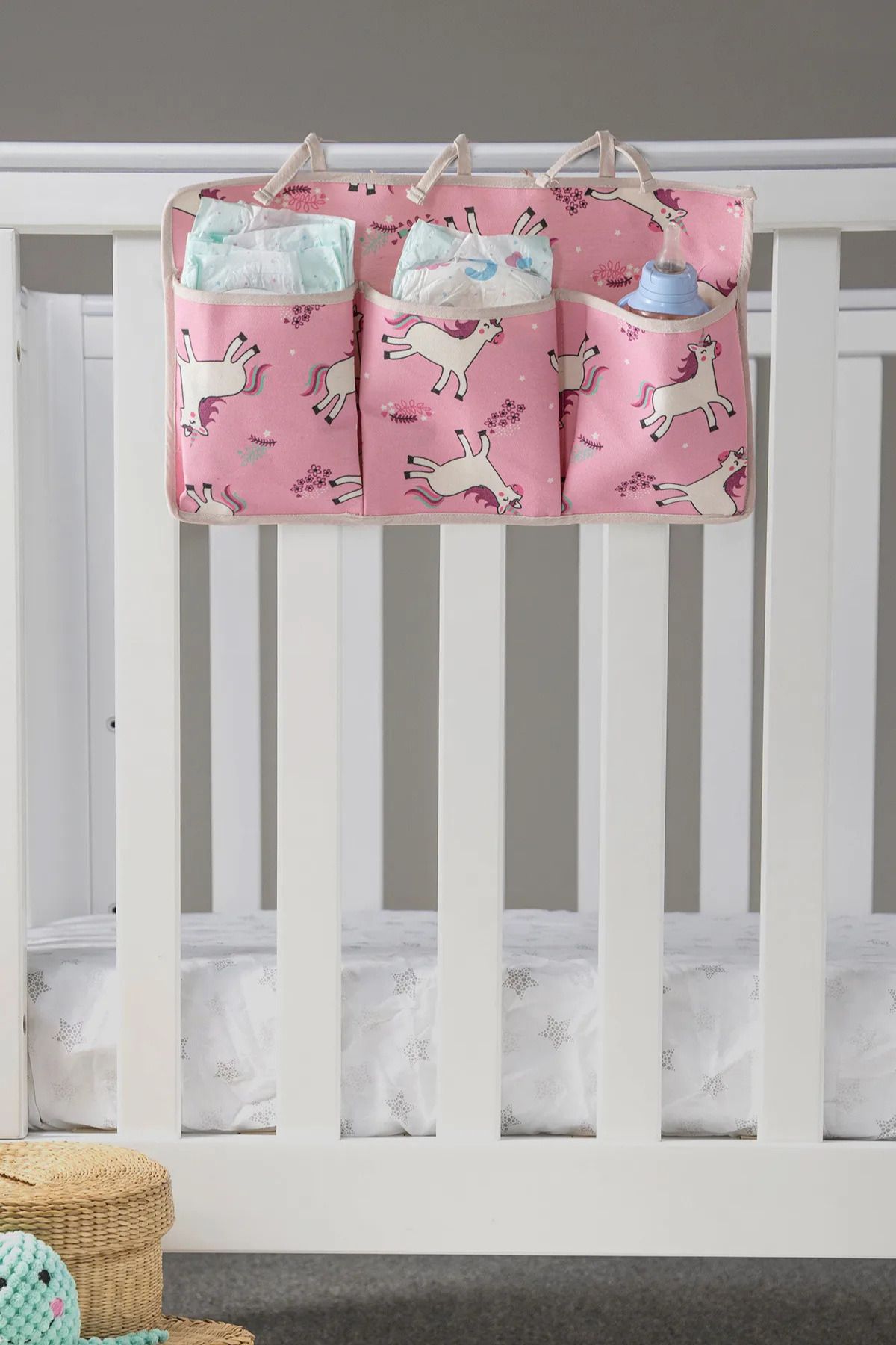 BUGİ HOME COLLECTİON 3 Gözlü Çok Amaçlı Organizer Anne Bebek Yenidoğan Bakım Odası Düzenleyici Kullanışlı Askılı