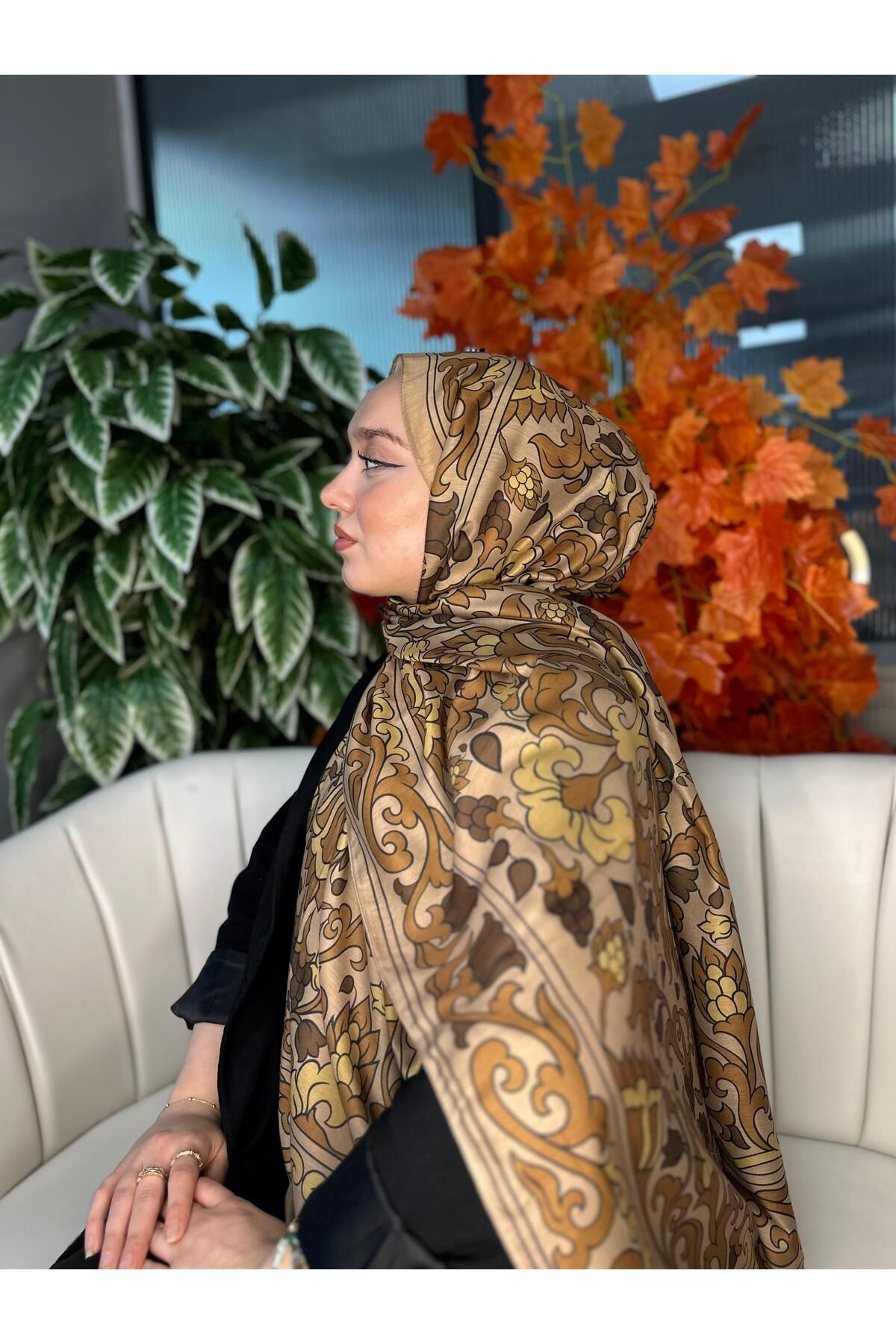 Oxygen Scarfs Lilyum Desen Pamuk İpek Şal-10008