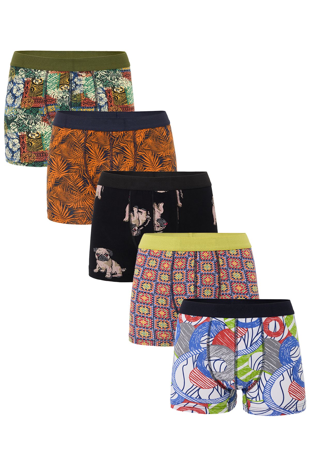 don joy Erkek 5'lİ Penye Beli Lastikli Pamuklu Boxer