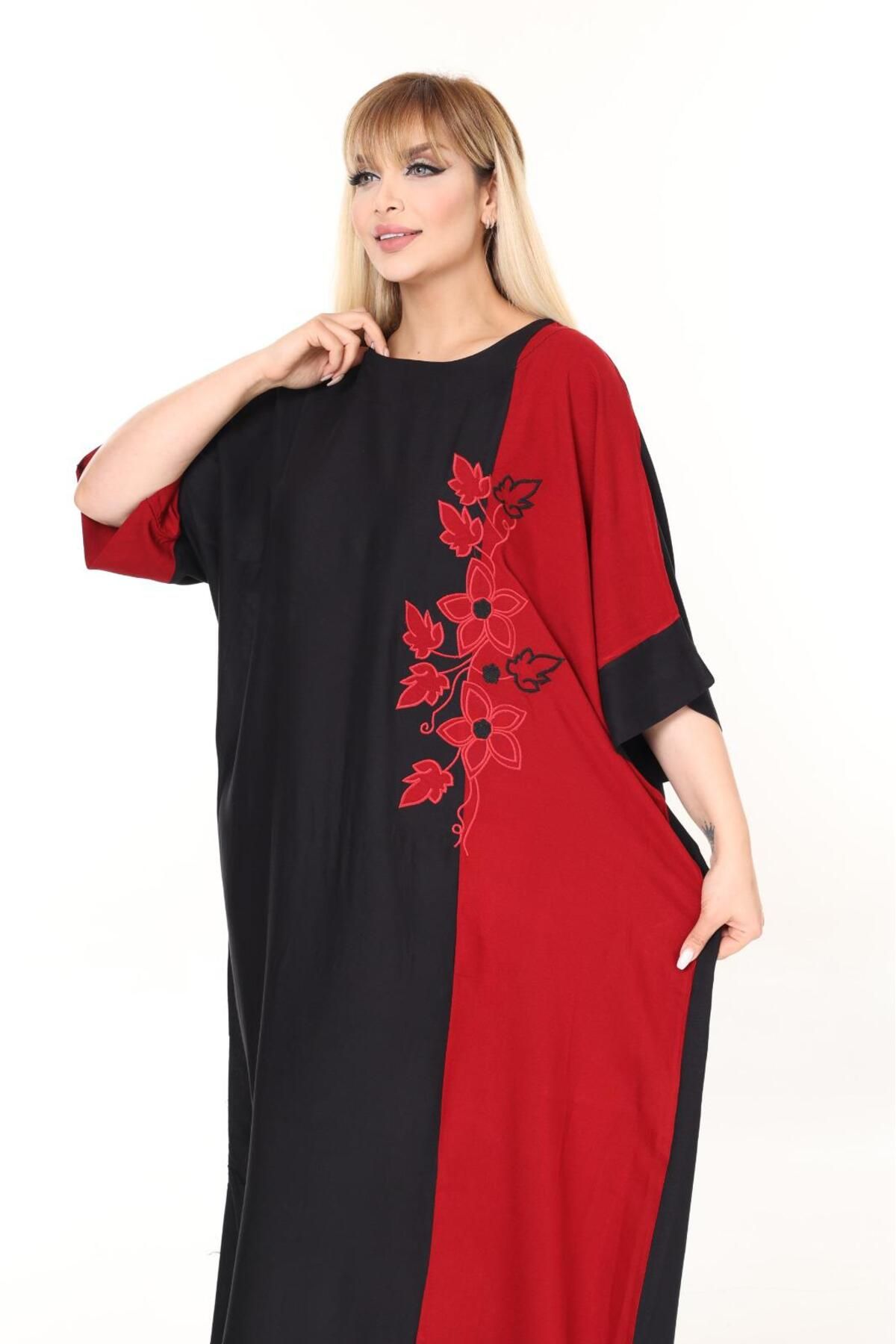 mervemoda-Καλοκαιρινό υφαντό φόρεμα μεγάλου μεγέθους 8