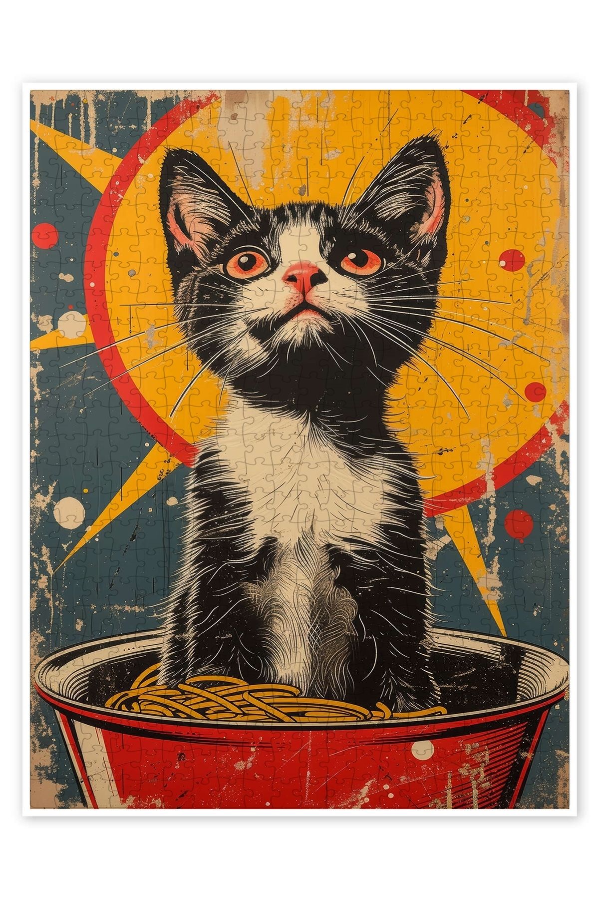 Jeronkarji Spagettili Yavru Kedi 500 Parça Puzzle Yapboz Mutfak Temalı Yetişkinler için