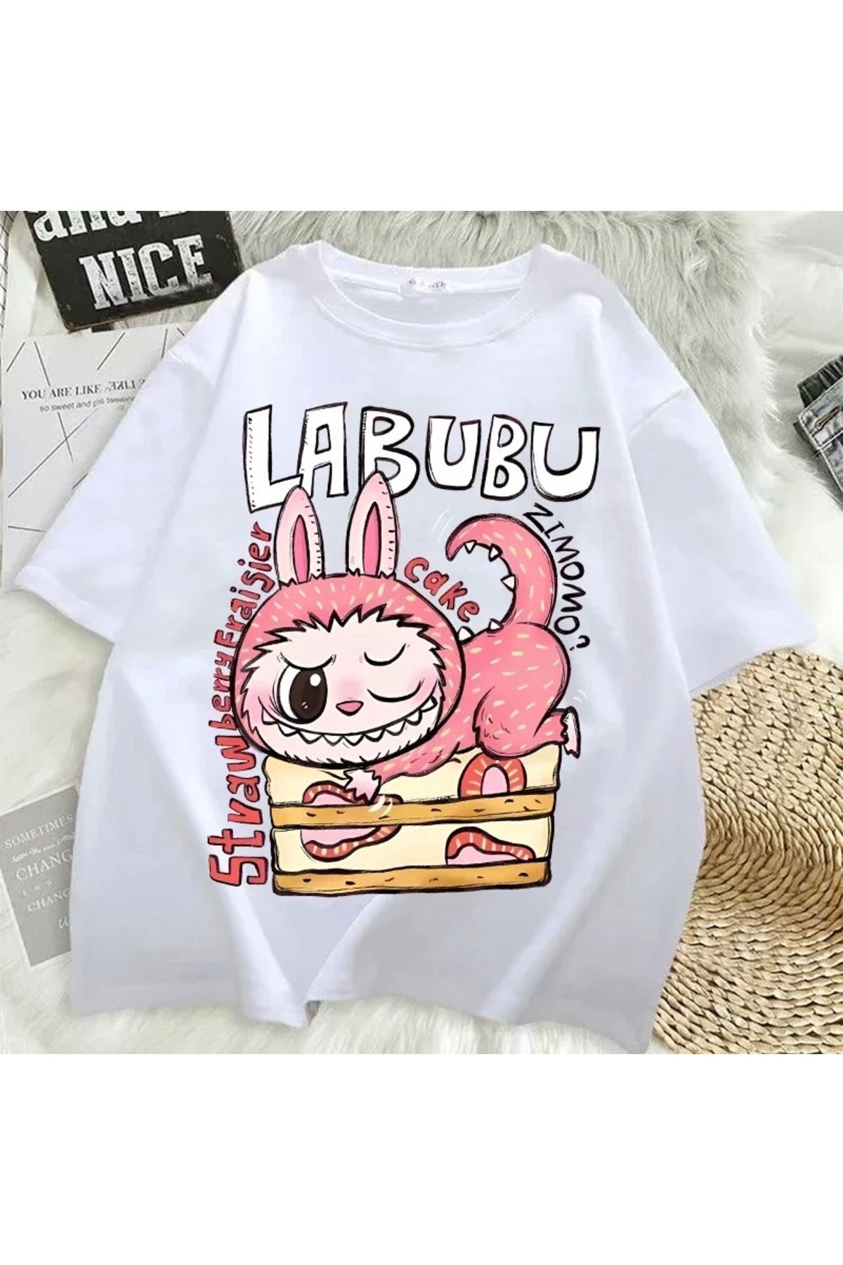 JANSO GROUP -KADIN LABOBO03 2025 BASKILI TSHIRT OVERSİZE PAMUKLU