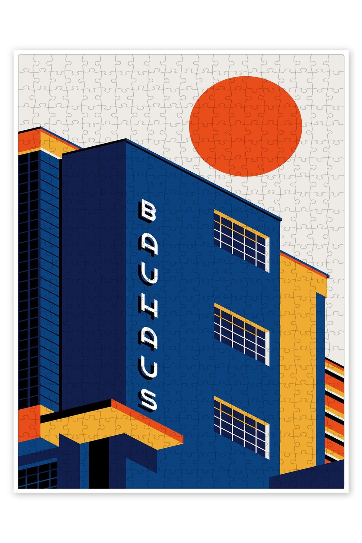 Jeronkarji Bauhaus Binası 500 Parça Puzzle Yapboz Şehir Manzara Temalı Hobilik