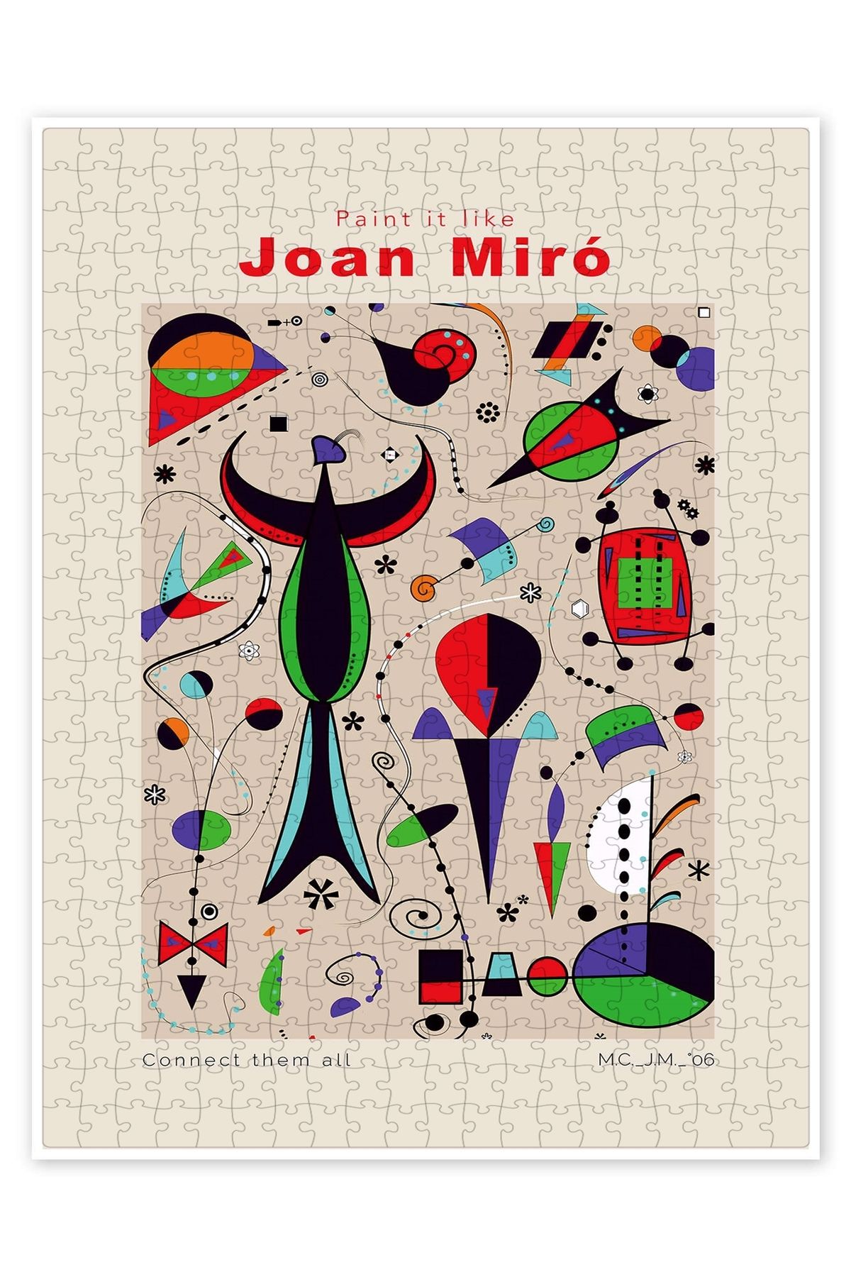 Jeronkarji Joan Miró - Hepsini birleştir 500 Parça Puzzle Yapboz Bohem Soyut Sanat Temalı