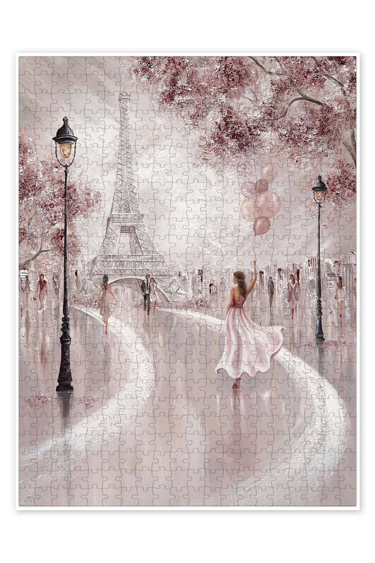 Jeronkarji Paris'te Pembe Balonlar 500 Parça Puzzle Yapboz Şehir Manzara Temalı Hobilik