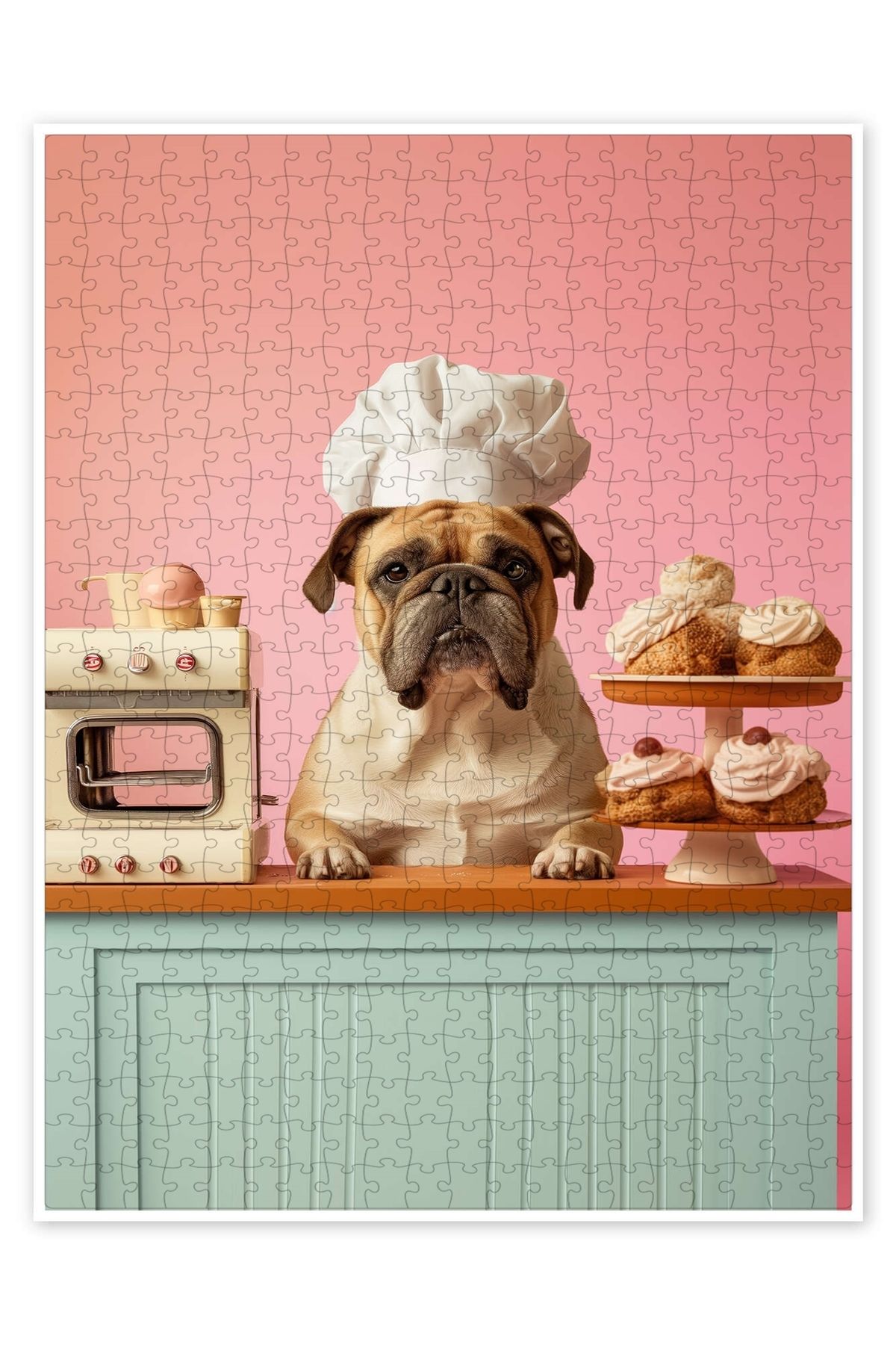 Jeronkarji Cake Baker Bulldog 500 Parça Puzzle Yapboz Mutfak Temalı Yetişkinler için
