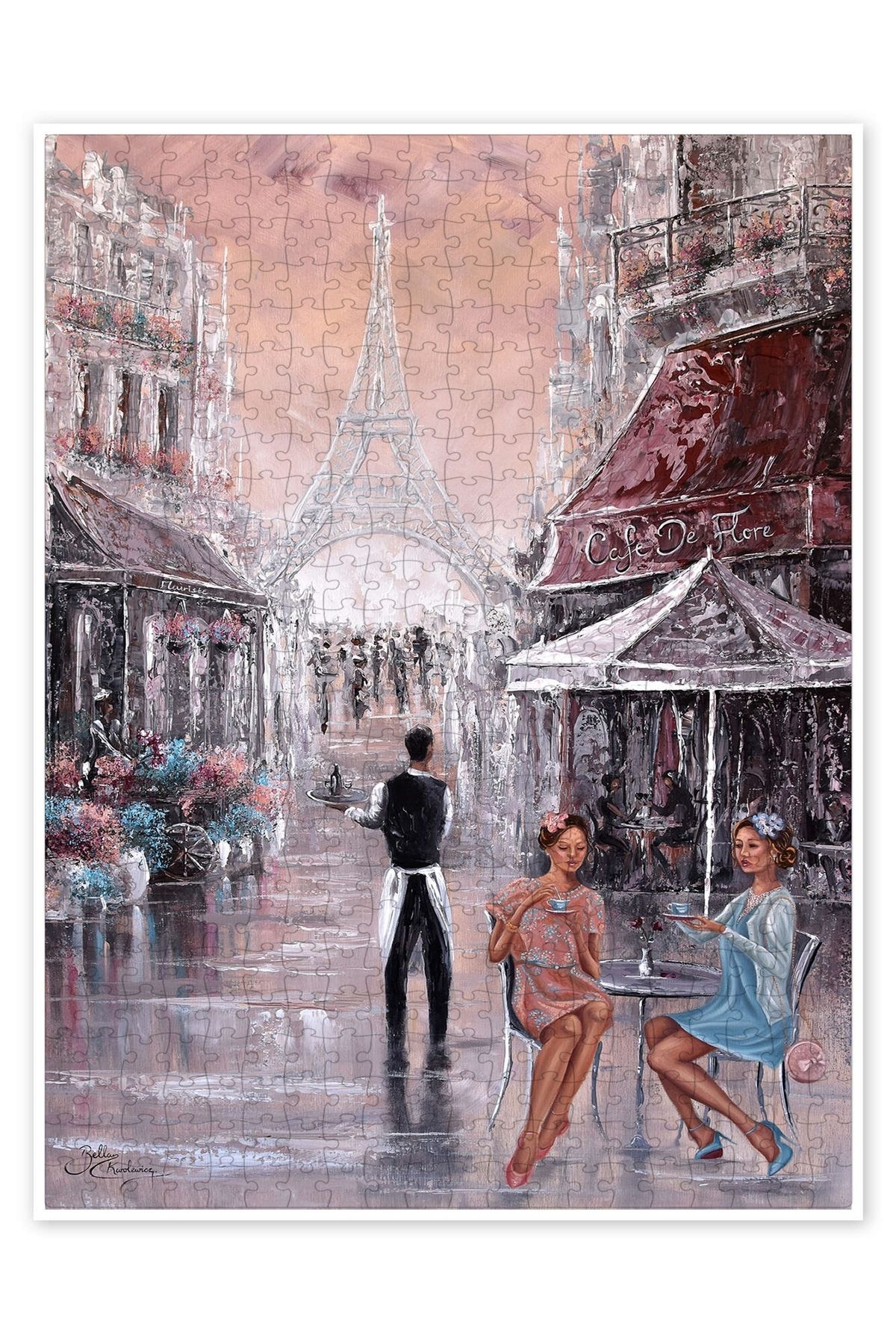 Jeronkarji Paris Kafede Sohbet 500 Parça Puzzle Yapboz Şehir Manzara Temalı Hobilik