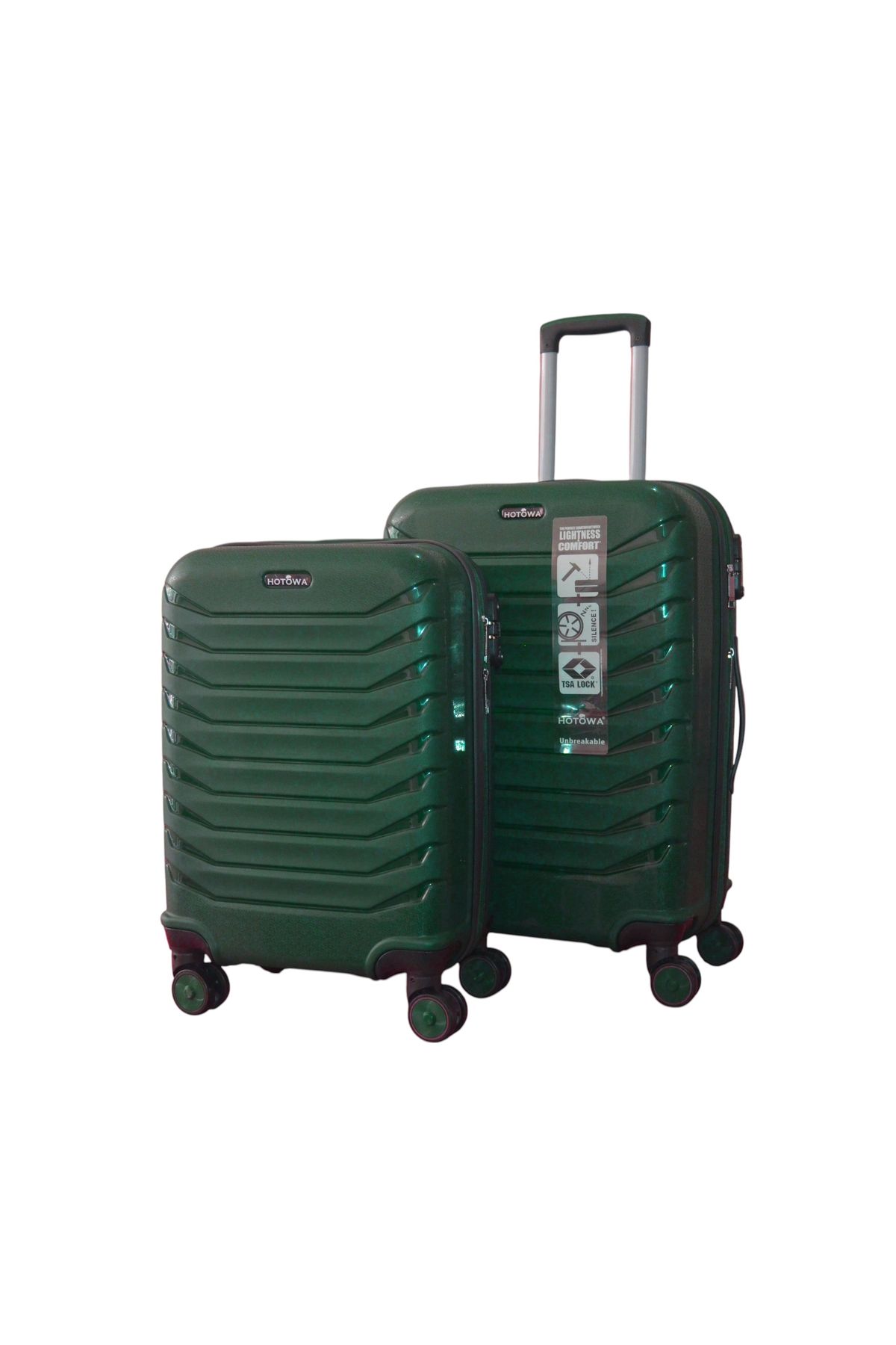 Hotowa Gold PP Valiz 8012 Koyu Yeşil TSA Kilitli İkili Set