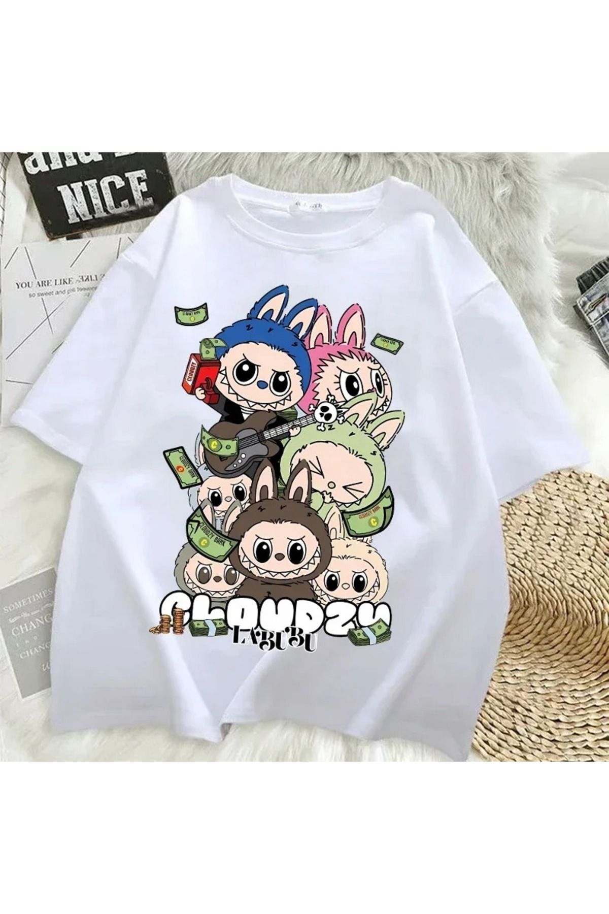 JANSO GROUP -KADIN LABOBO02 2025 BASKILI TSHIRT OVERSİZE PAMUKLU