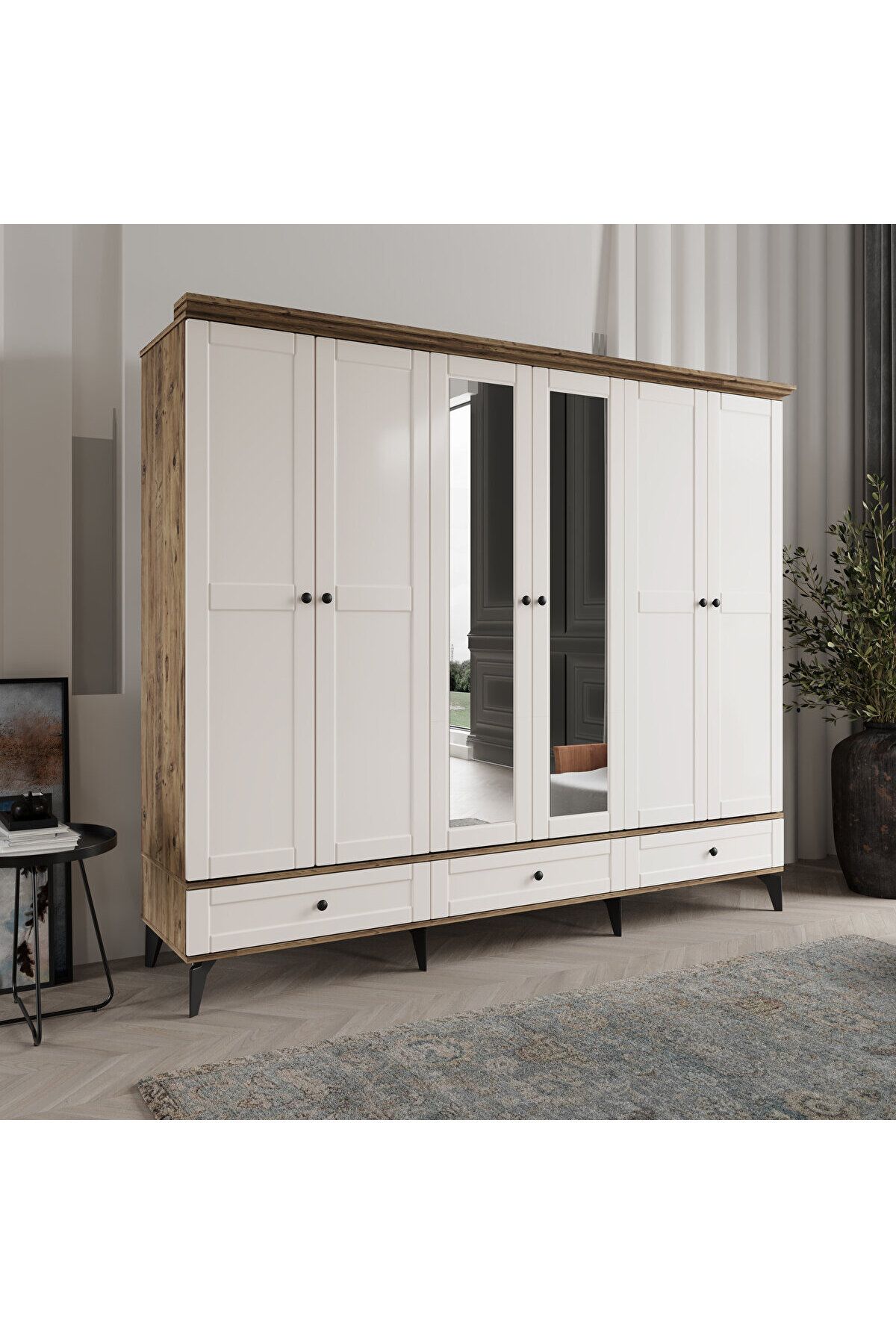 DRNHOME DALİ 6 KAPAKLI AYTAŞI GARDIROP TAMAMI MDF