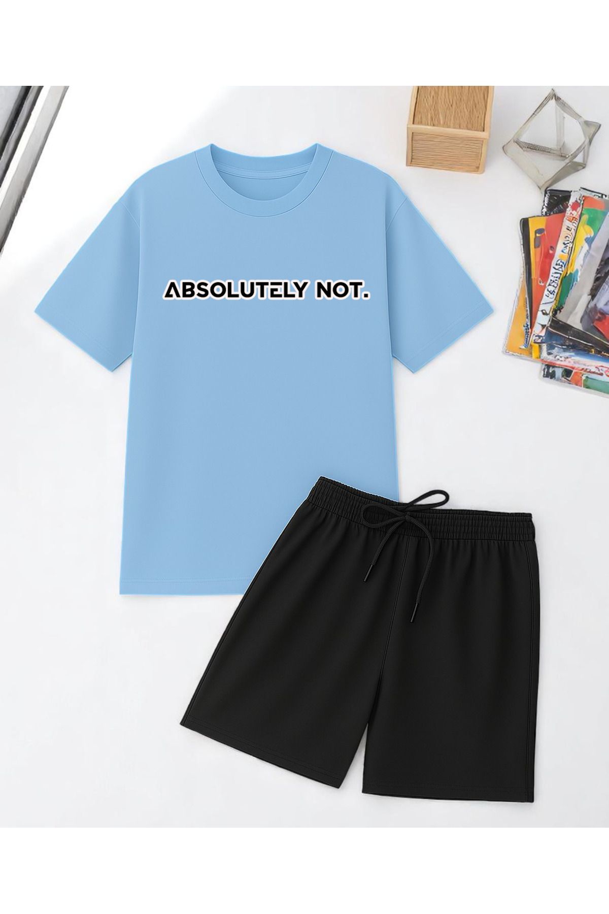 uyguntarz Unisex Kesinlikle Hayır. Tasarım Basklı Tshirt Şort Takımı
