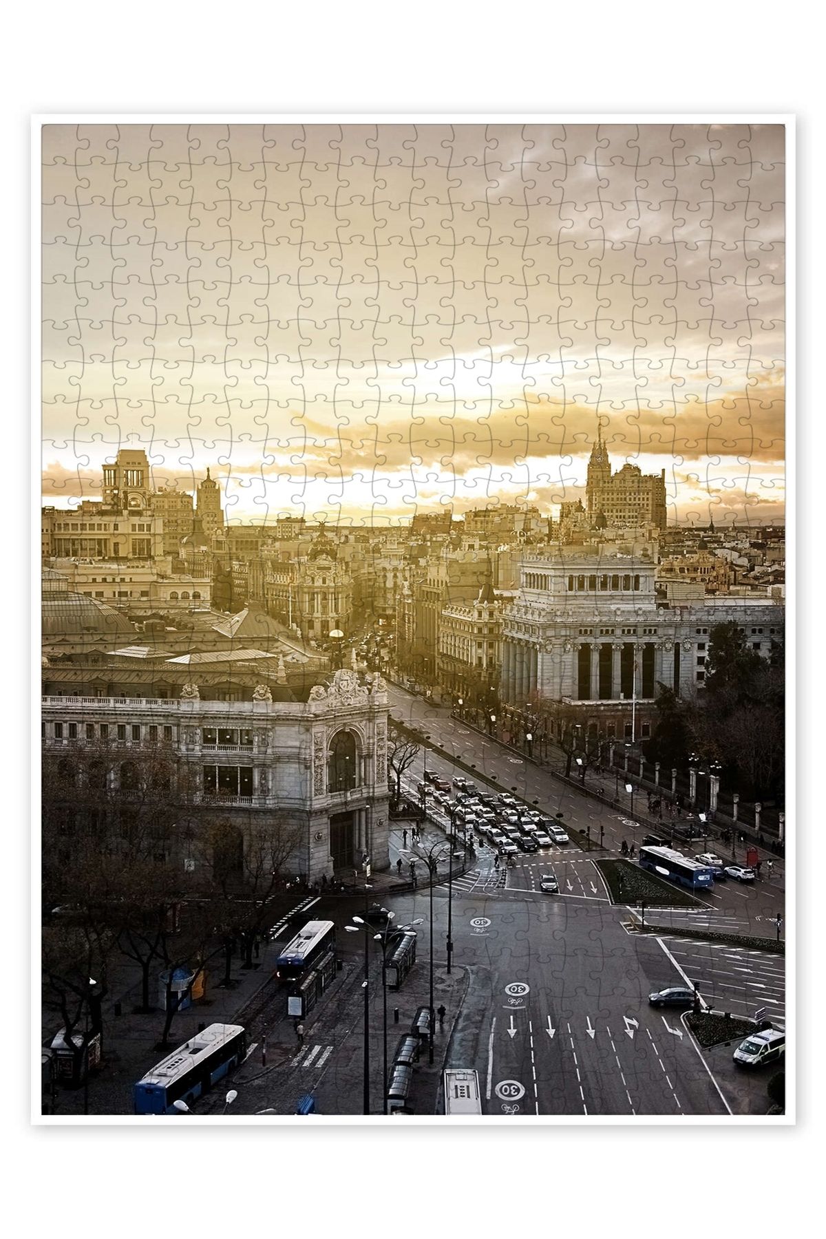 Jeronkarji İspanya'da Madrid 500 Parça Puzzle Yapboz Şehir Manzara Temalı Hobilik
