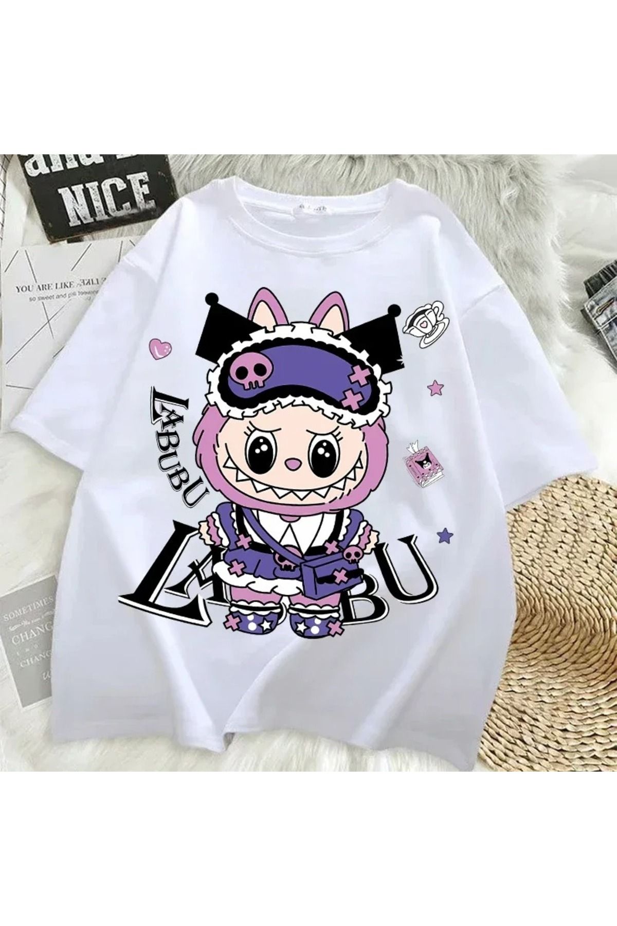 JANSO GROUP -KADIN LABOBO03 2025 BASKILI TSHIRT OVERSİZE PAMUKLU
