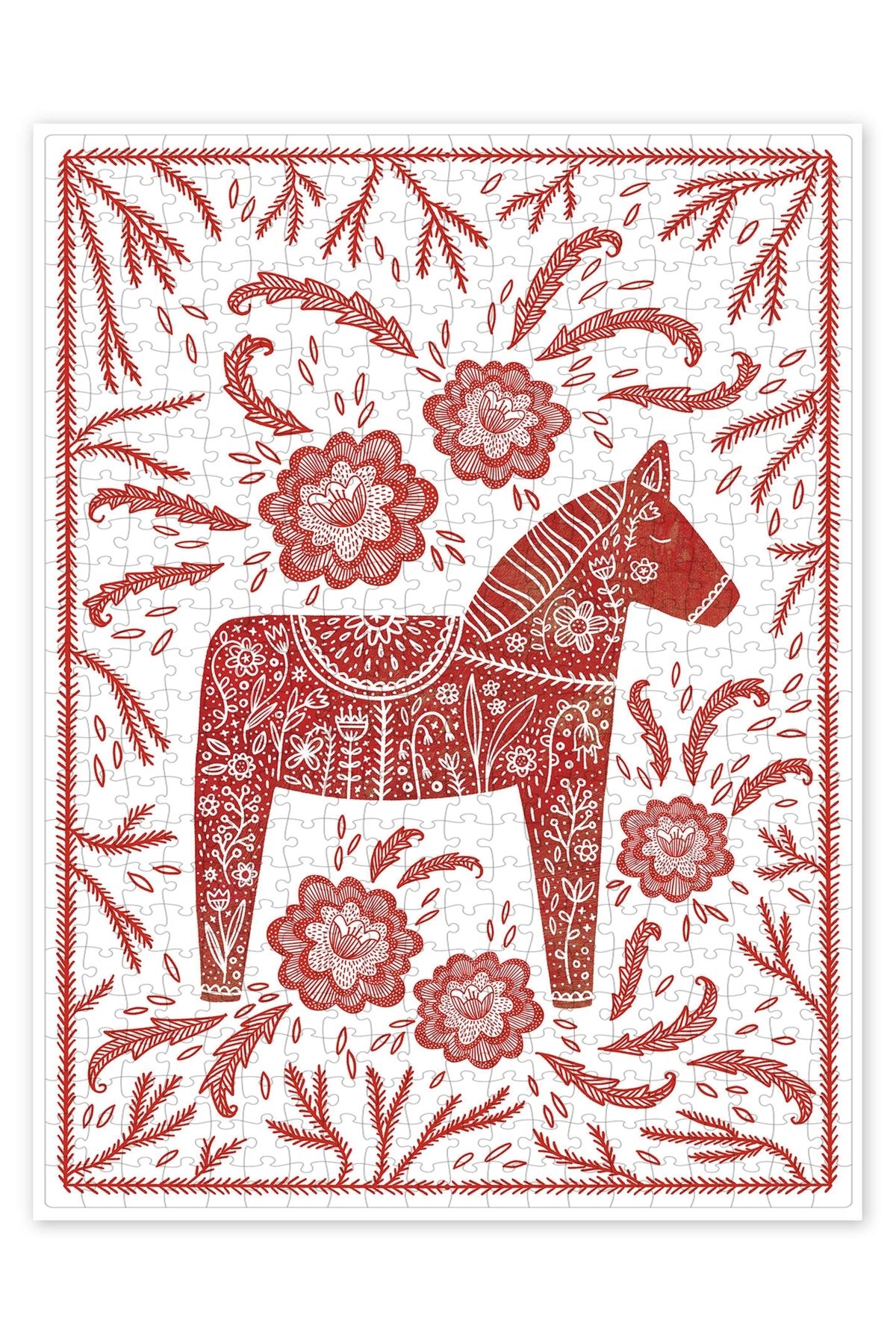 Jeronkarji İsveç Dala atı 500 Parça Puzzle Yapboz Kedi Köpek Temalı Doğa ve Orman Hayvanları