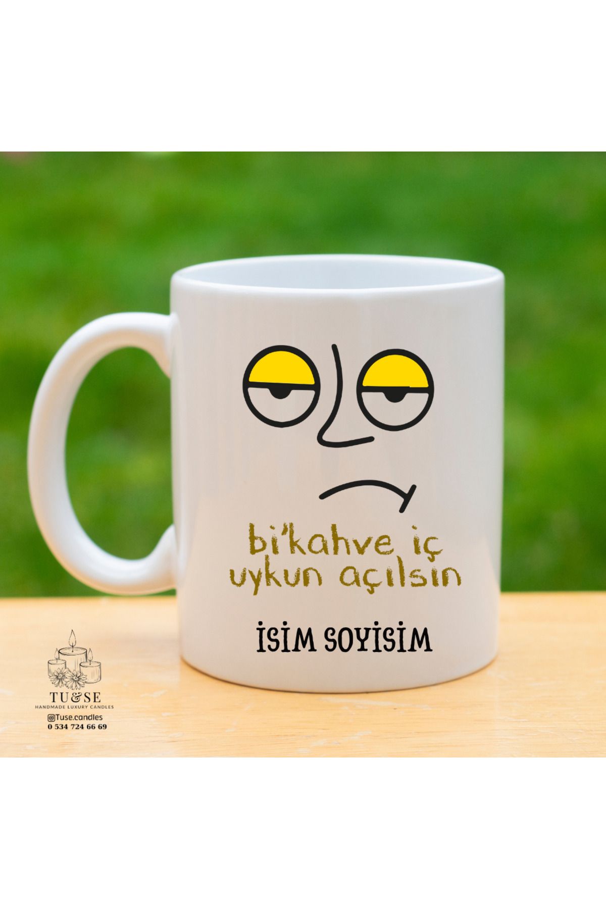 Tu&Se Candles ☕ Bi Kahve İç Uykun Açılsın Kupa Bardak – Esprili Tasarım