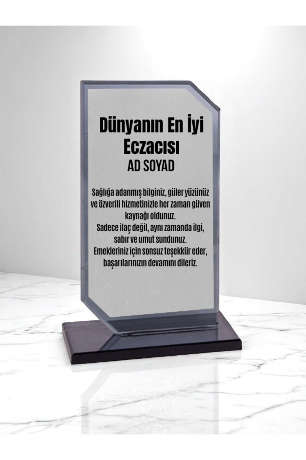 lili hediyelik Plaket Isme Özel Eczacıya Ödül Başarı Hediyesi