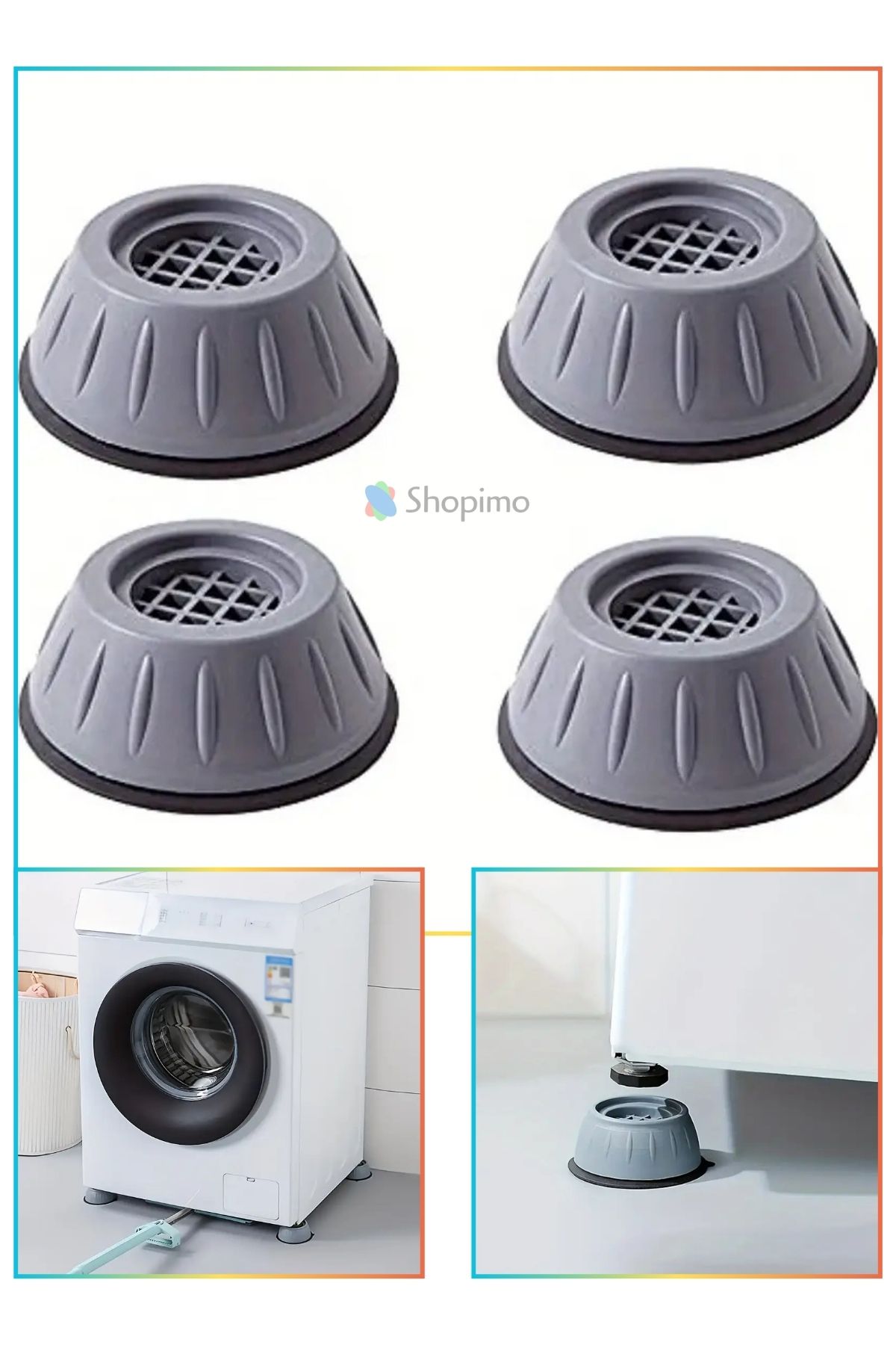 Shopimo Çamaşır Makinesi Kayma Ve Titreşim Engelleyici - Gürültü Emici Aparatlar 4 Lü Set
