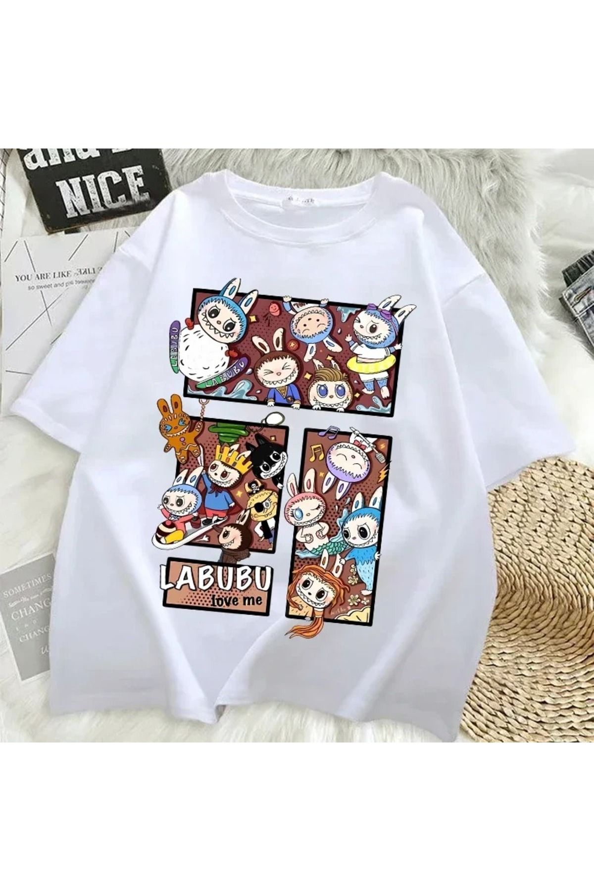JANSO GROUP -KADIN LABOBO02 2025 BASKILI TSHIRT OVERSİZE PAMUKLU