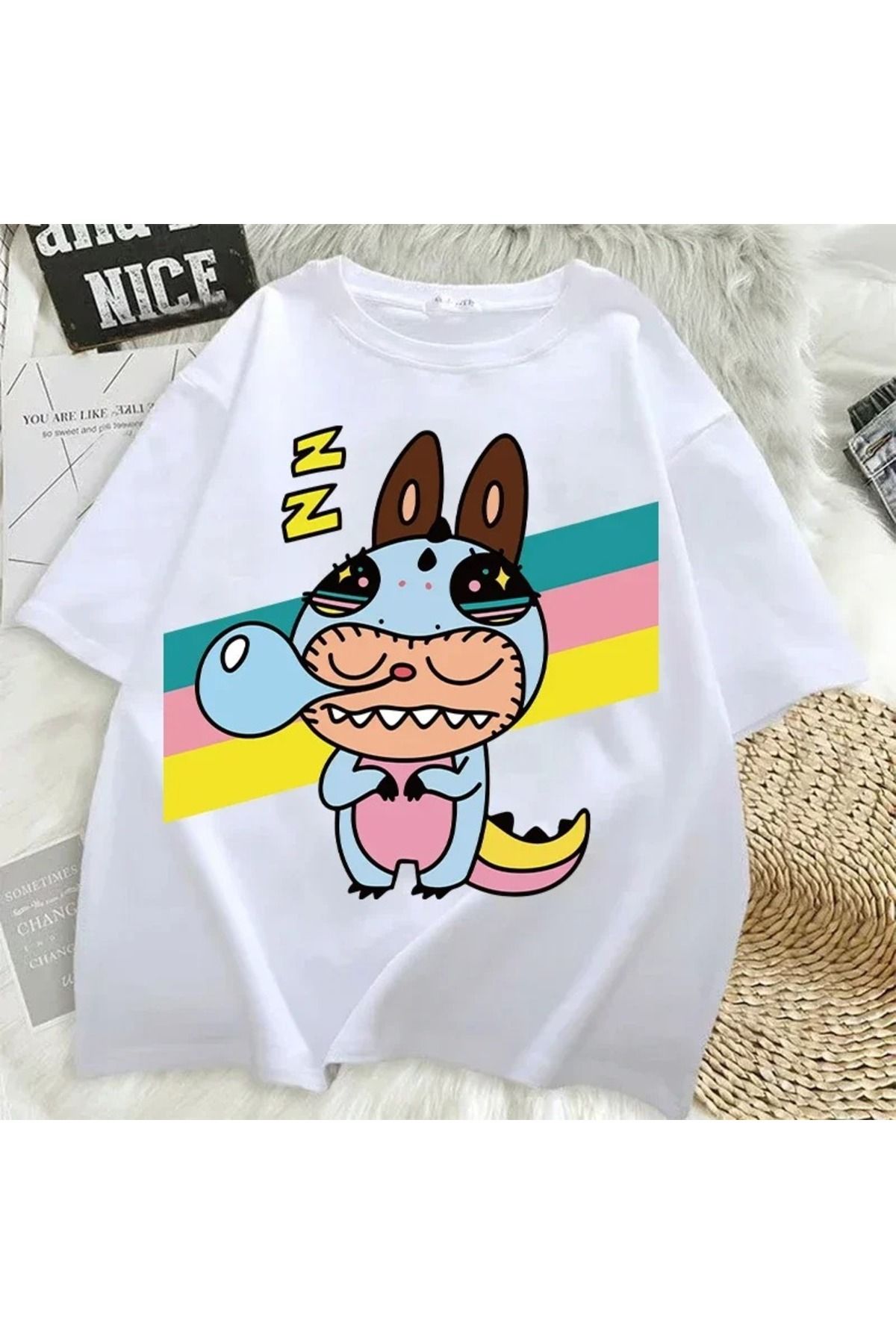 JANSO GROUP -KADIN LABOBO03 2025 BASKILI TSHIRT OVERSİZE PAMUKLU