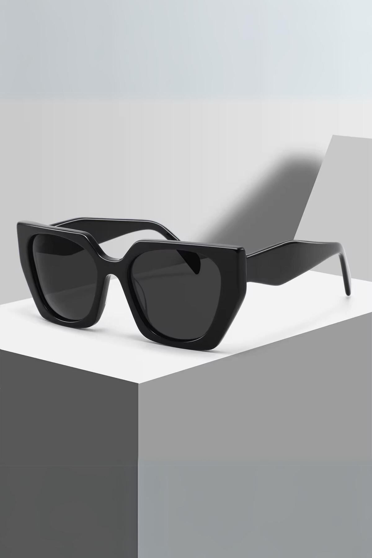 COOLANDBETTER Pr Gina 2024 Büyük Boy Tasarım Full Siyah Kadın Güneş Gözlüğü / Ren Eyewear
