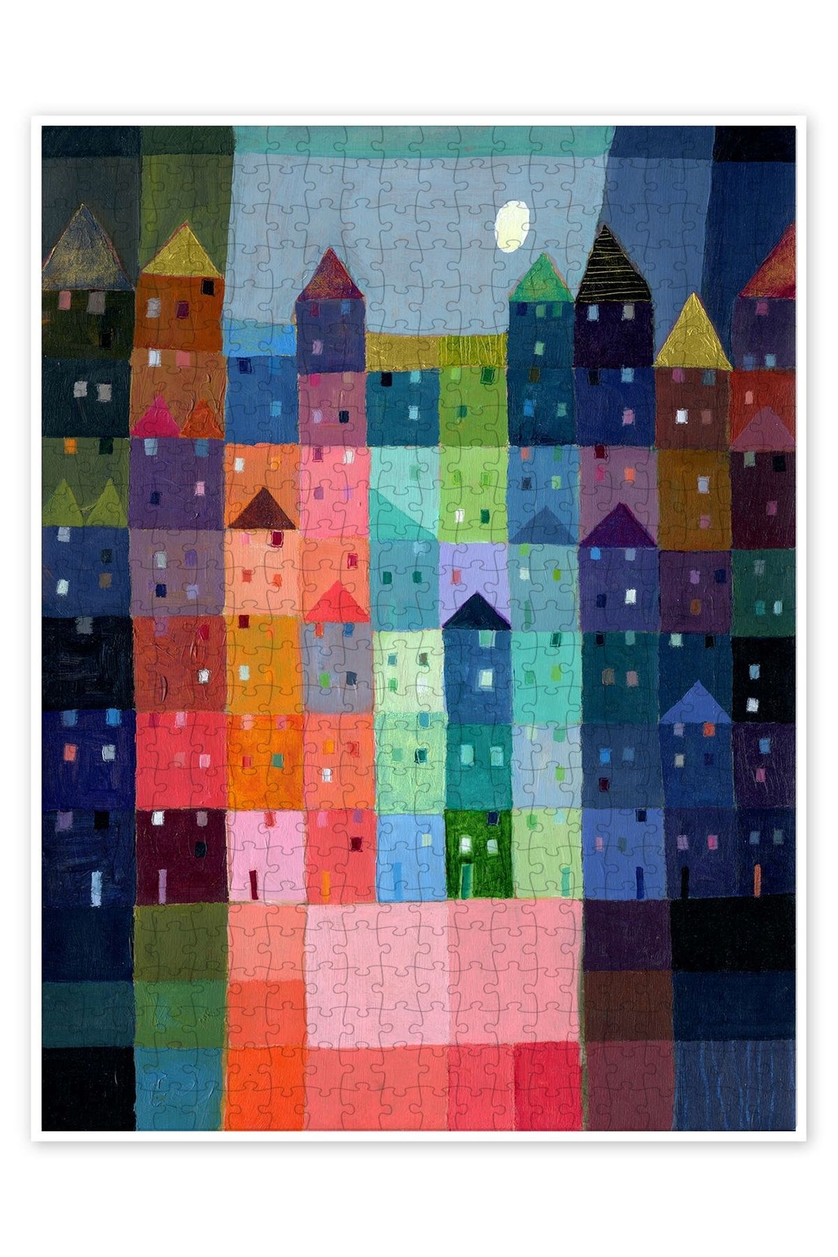 Jeronkarji Kastenstadt bei Vollmond 500 Parça Puzzle Yapboz Şehir Manzara Temalı Hobilik