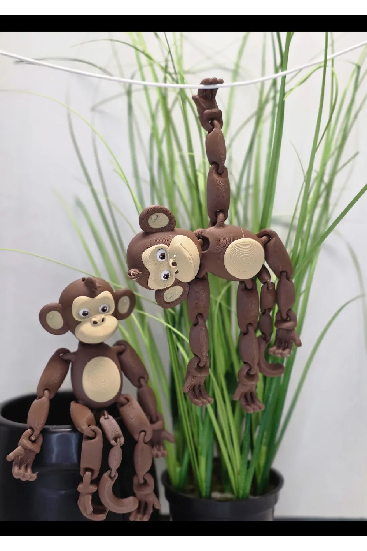 Wuun Store Hareketli 3D Maymun Oyuncak Hayvan Figürü Doğal Plastik 15x17