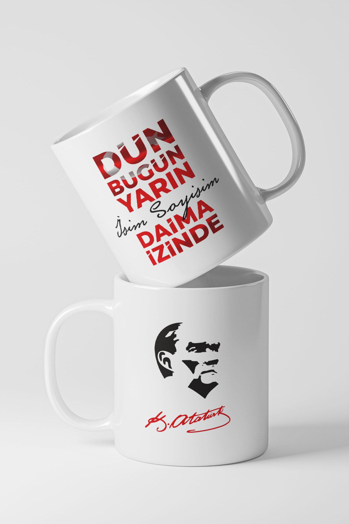 Bizon Reklam Kişiye Özel isim Baskılı Atatürk Temalı Kupa Bardak
