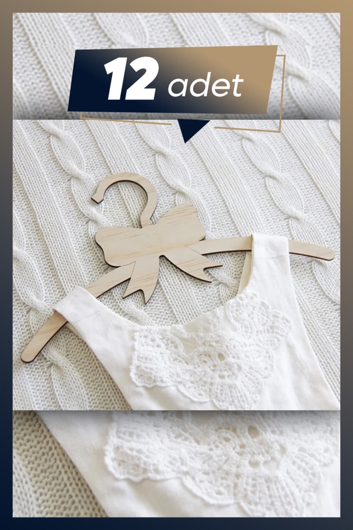 Aoz atölye Ahşap Mdf Çocuk Askısı 12 Adet Kurdele Askılık Bebek Askılığı