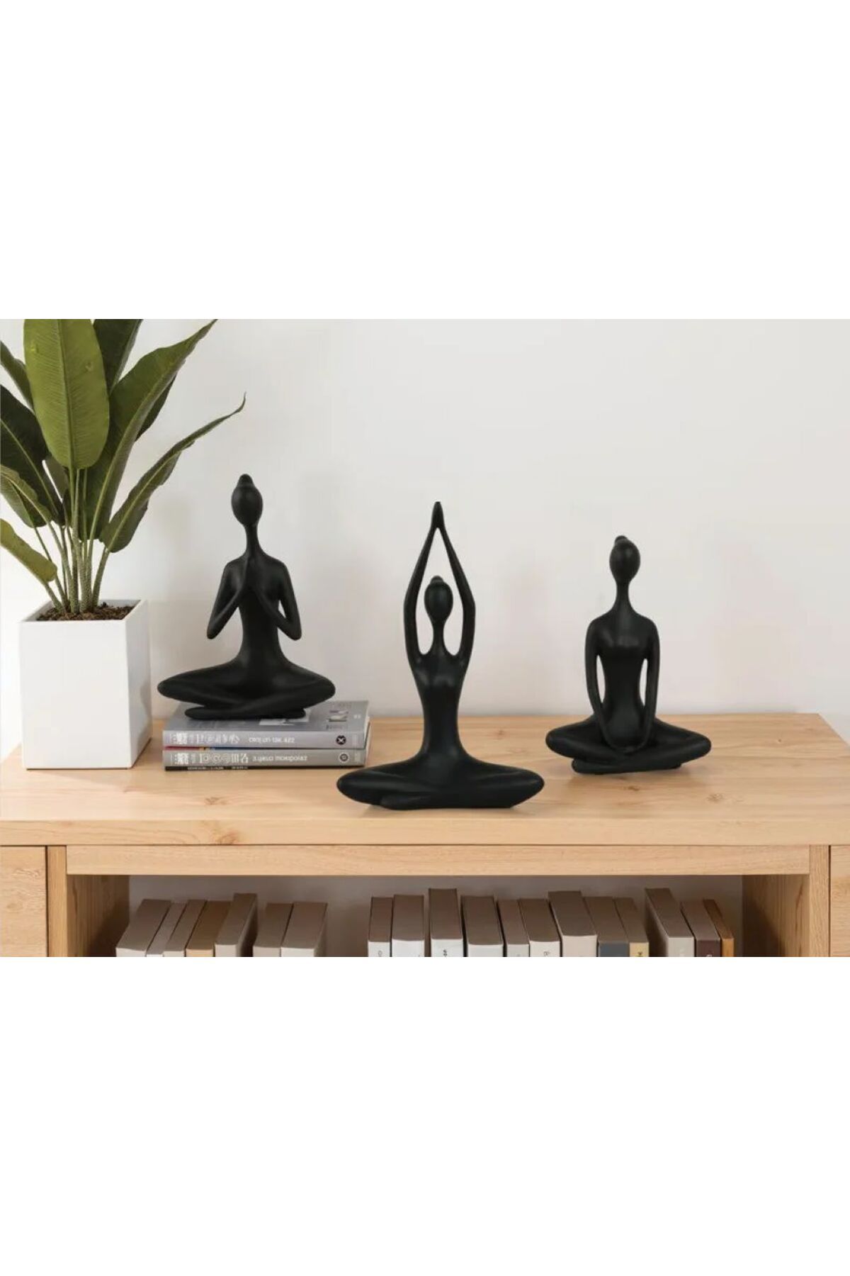 Goplast Premium 3'lü Set Yoga Namaste Heykel/Figür Meditasyon Modern Biblo Masa Üstü biblo, Hediyelik