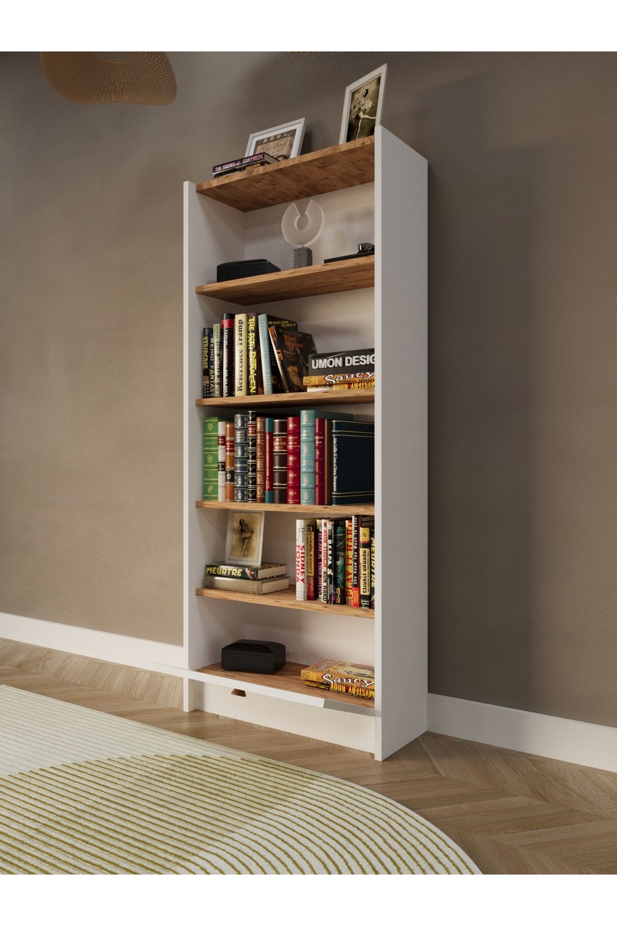 umondesign Bohem 5 Raflı Kapaklı Kitaplık MDF Dekoratif Kapak
