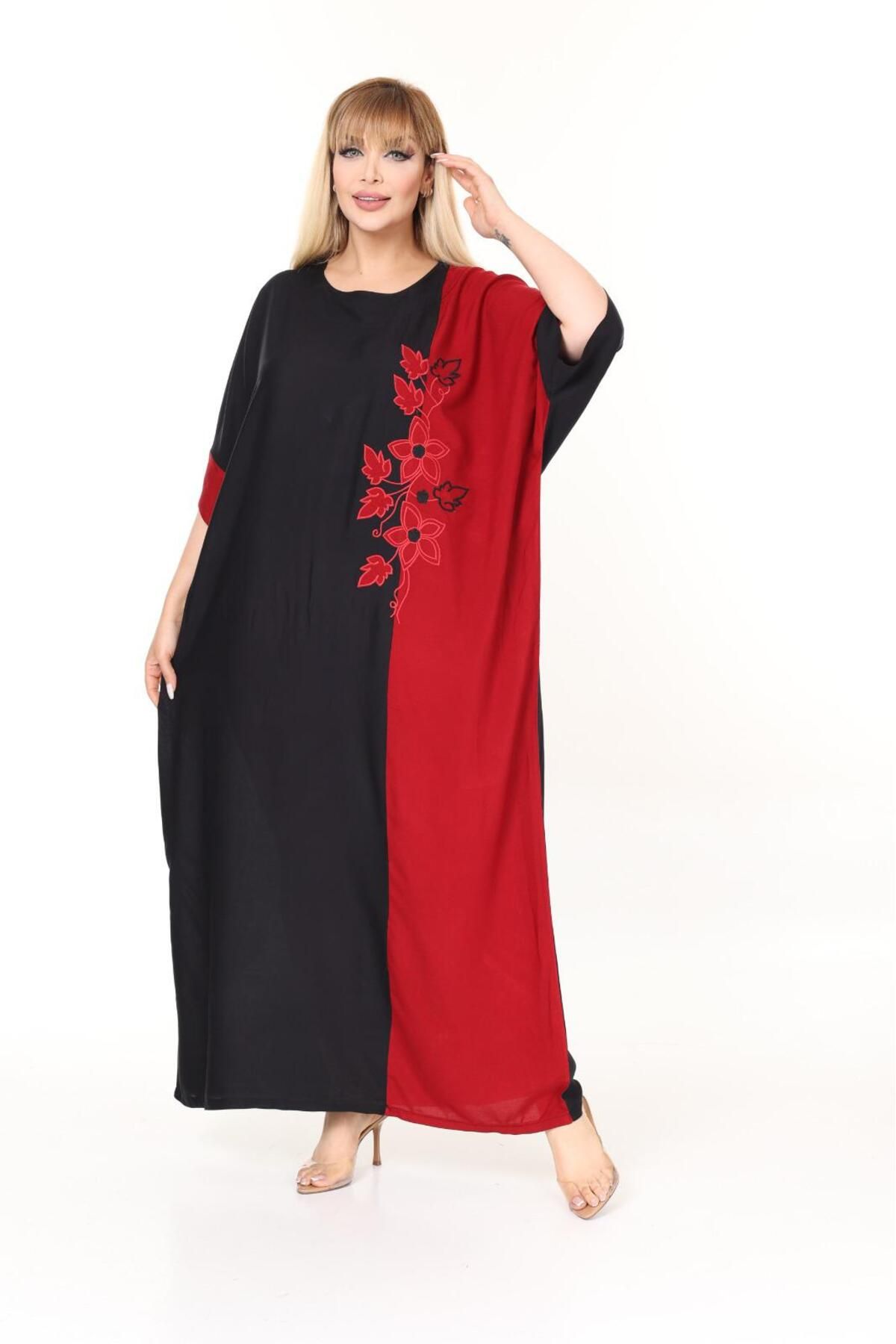 mervemoda-Καλοκαιρινό υφαντό φόρεμα μεγάλου μεγέθους 6