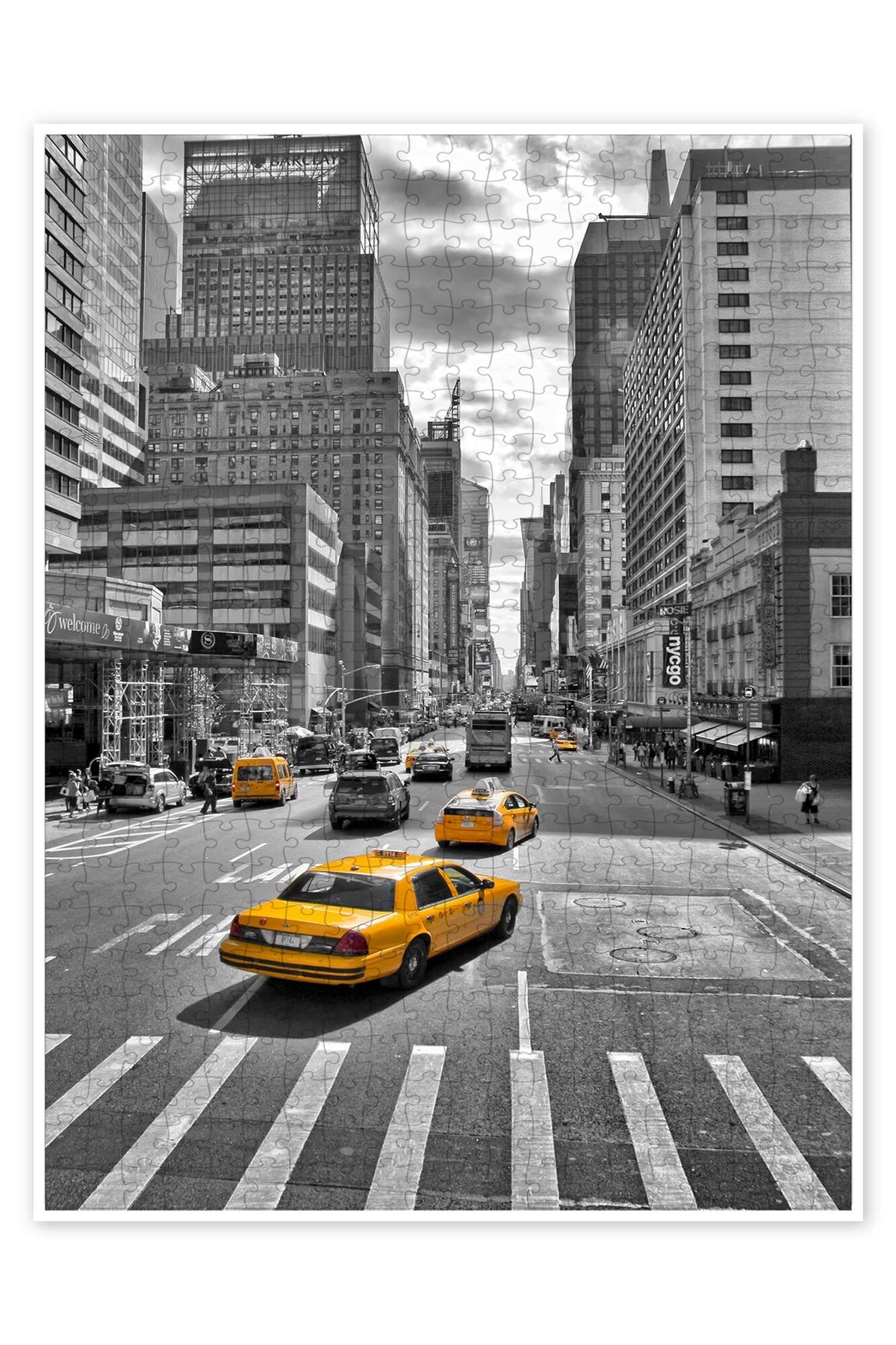 Jeronkarji New York Yellow Cab 500 Parça Puzzle Yapboz Şehir Manzara Temalı Hobilik