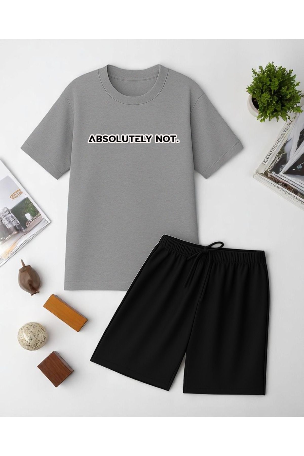 uyguntarz Unisex Kesinlikle Hayır. Tasarım Basklı Tshirt Şort Takımı