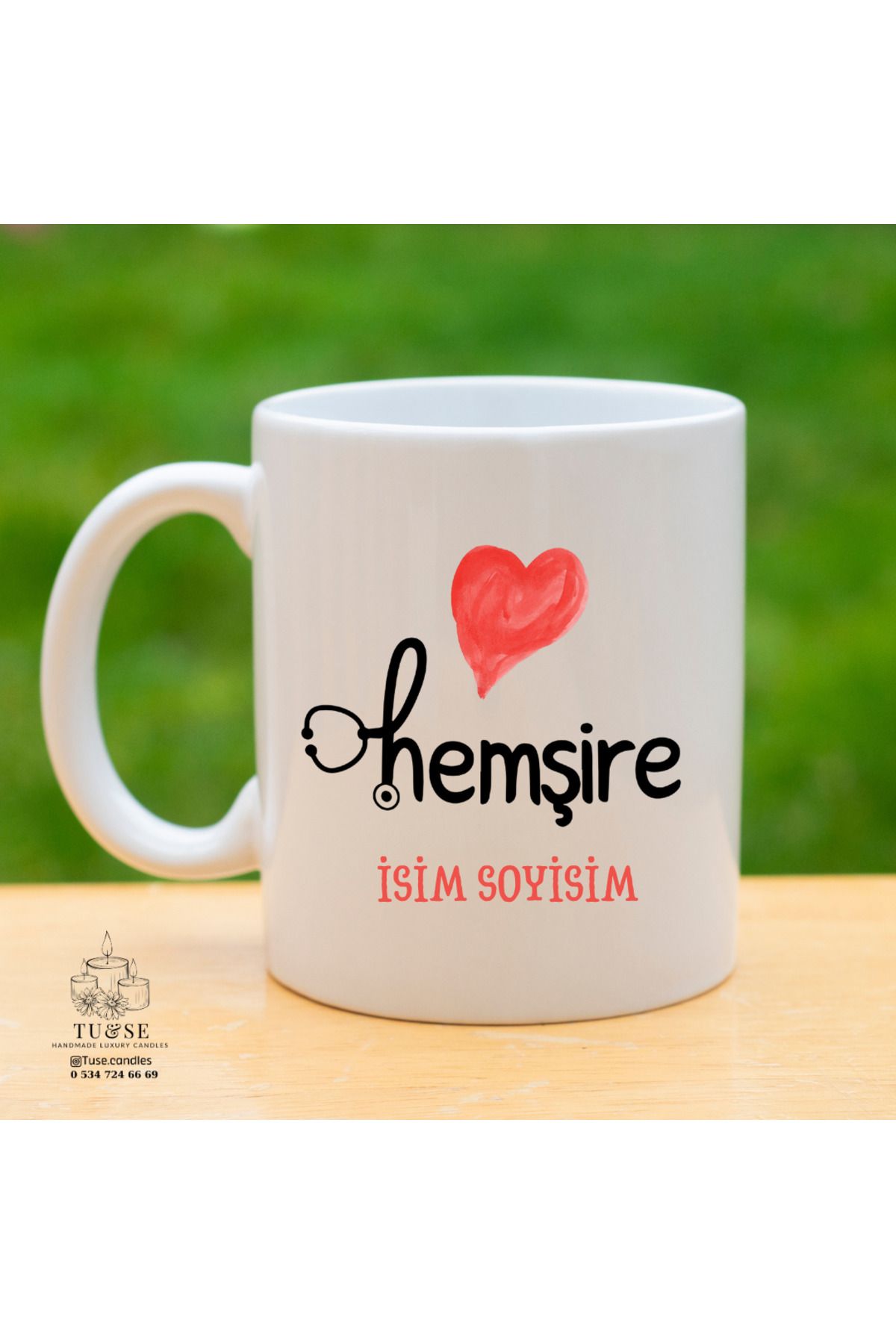 Tu&Se Candles Kişiye Özel Hemşire Kupası – İsmini Yazdır, Anlam Kat