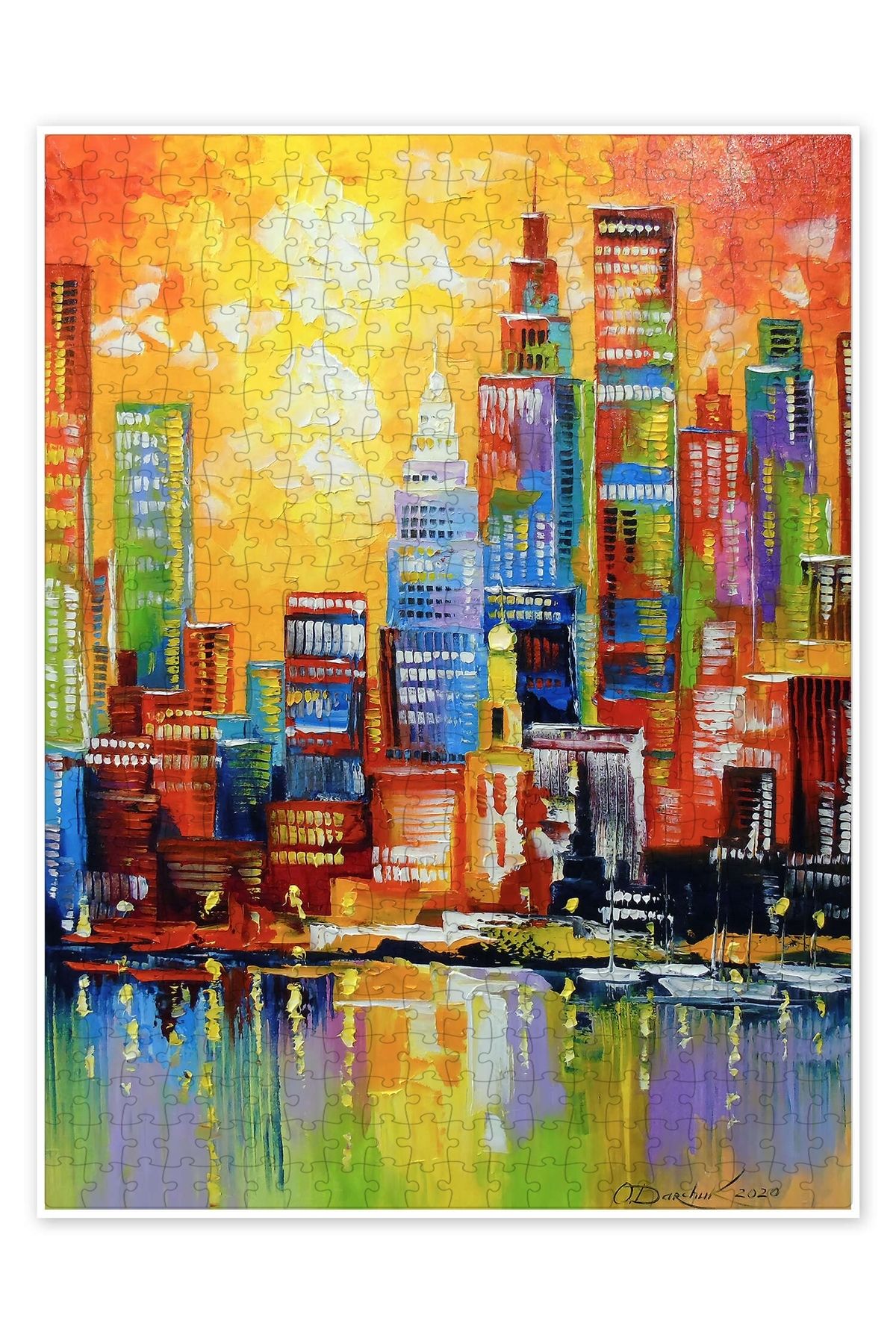 Jeronkarji New York'un parlayan silüeti 500 Parça Puzzle Yapboz Şehir Manzara Temalı Hobilik