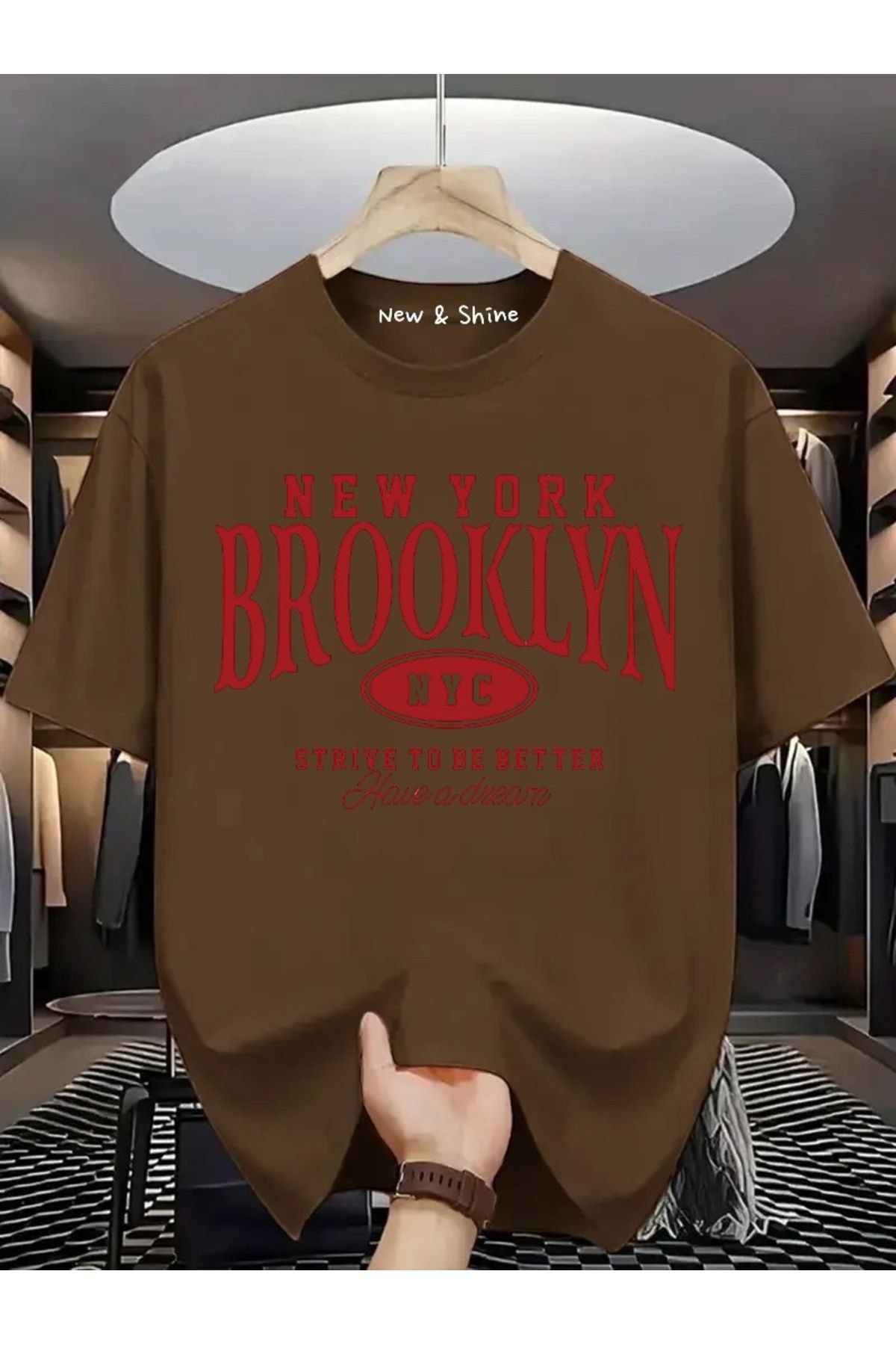 New Shine Brooklyn New York Baskılı Oversize T-Shirt