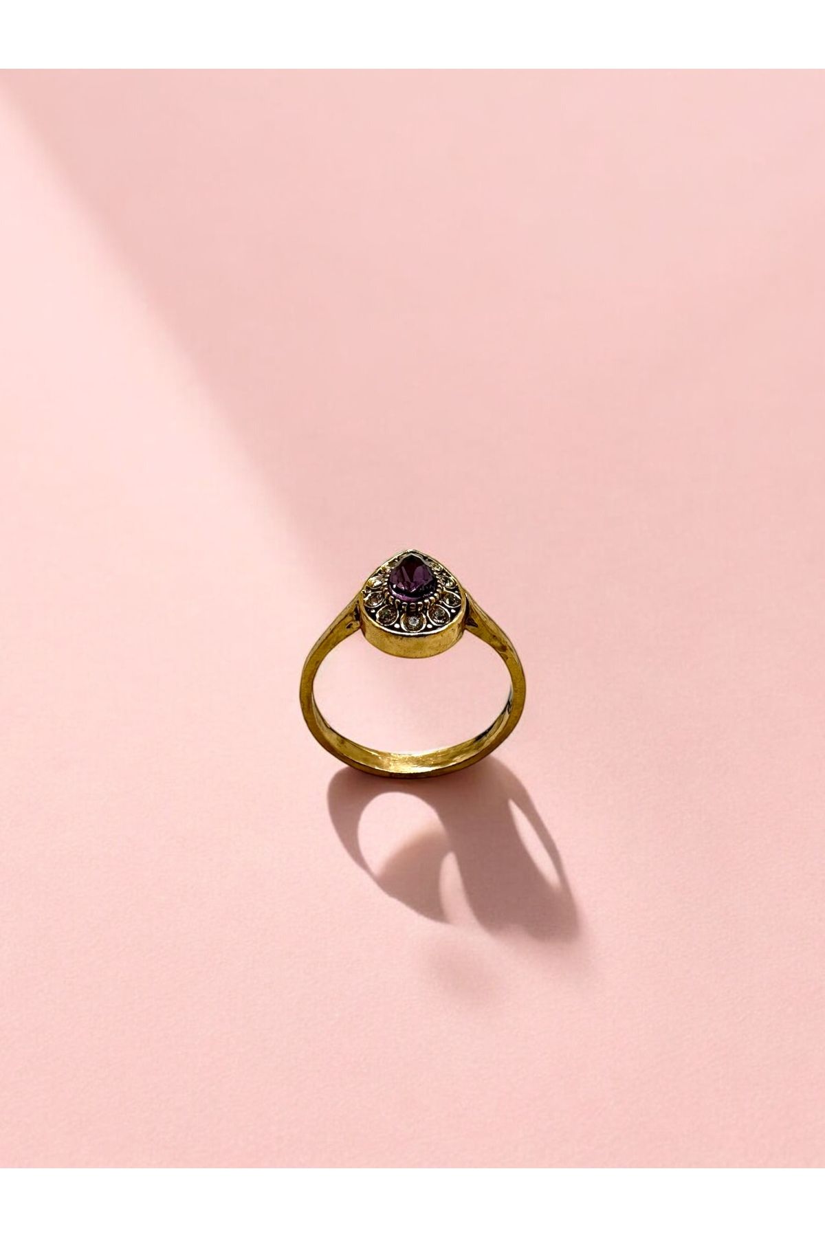 FUYA JEWELLERY Renkli Taşlı Kristal Küçük Damla Yüzük