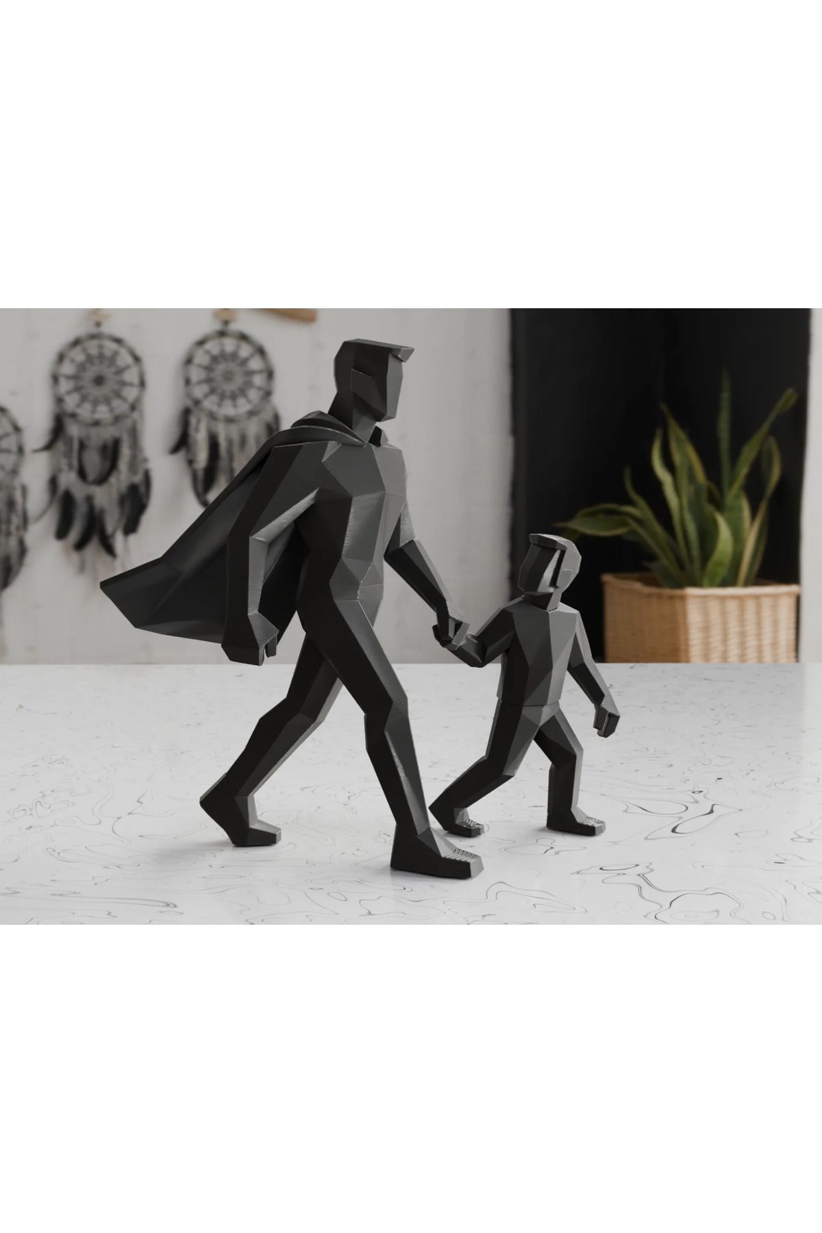 Phigo Babalar Günü Heykeli – 15 cm Superman Baba ve Oğul Biblosu Anlamlı Dekoratif Figür Plastik