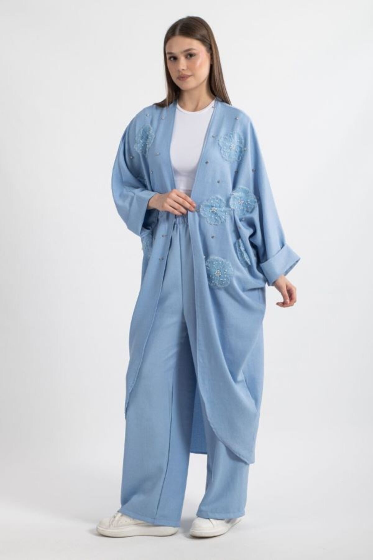 SHİROSA 3 boyutlu çiçekli kimono