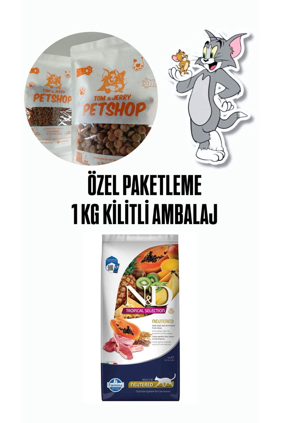 N&D TOM&JERRYPETSHOP- N&D KISIR KUZULU 1 KG KEDİ MAMASI
