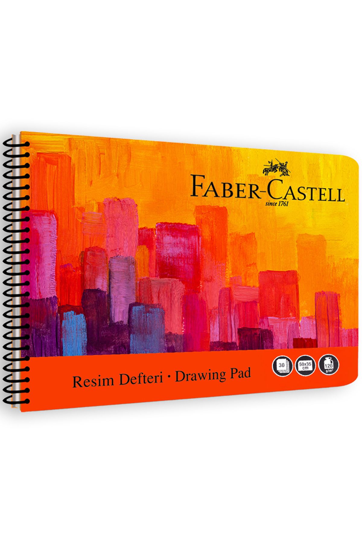 Faber Castell 35x50 cm Art Karton Kapak Resim Defteri, 15 Yaprak, 120 gr Kaliteli Kağıt